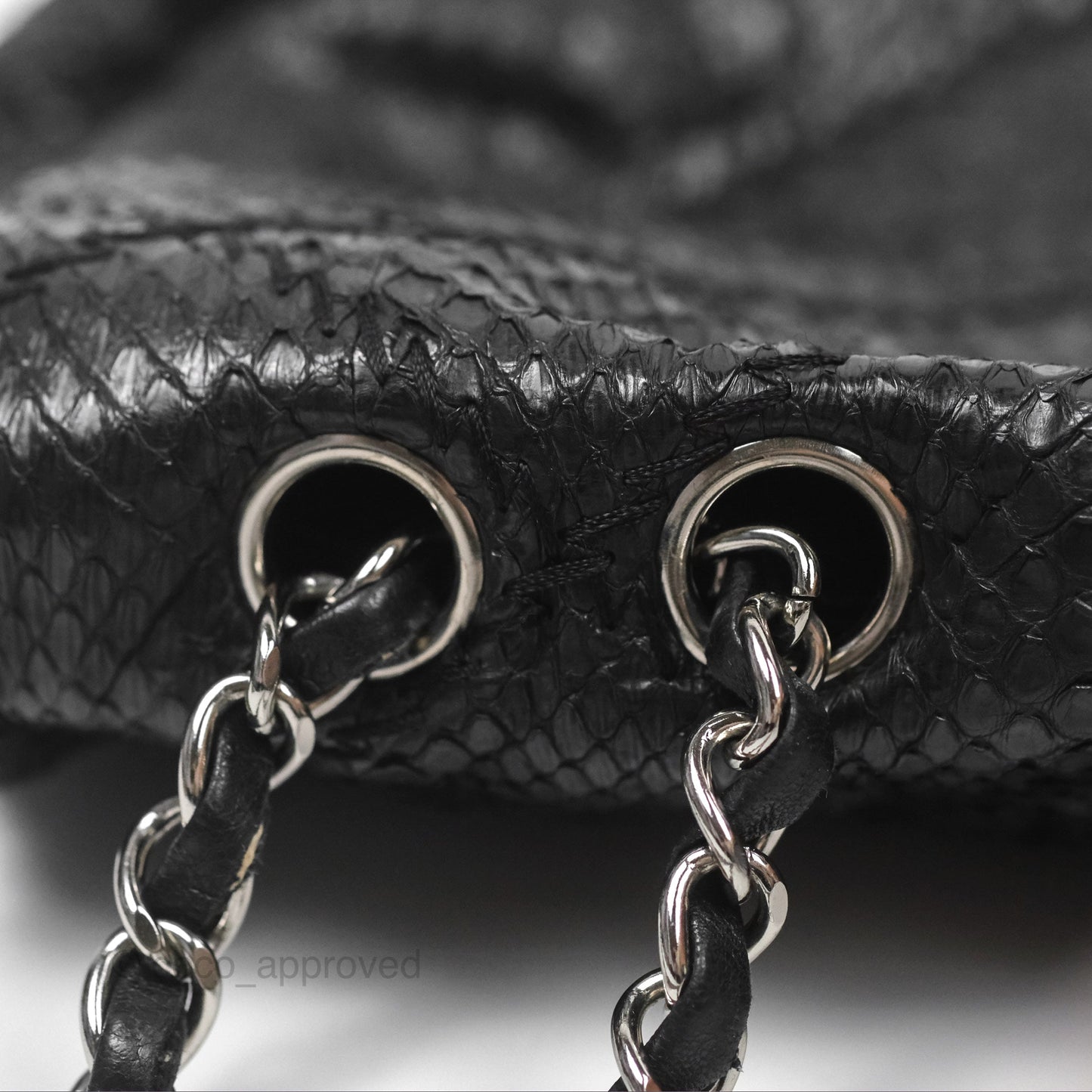 Chanel Quilted Ultimate Stitch Flap Bag Matte Python Black Silver Hardware