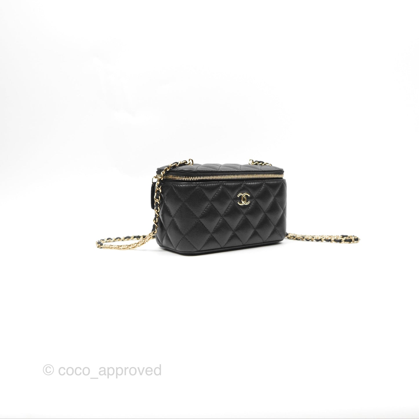 Chanel Vanity Rectangular with CC Chain Black Caviar Gold Hardware