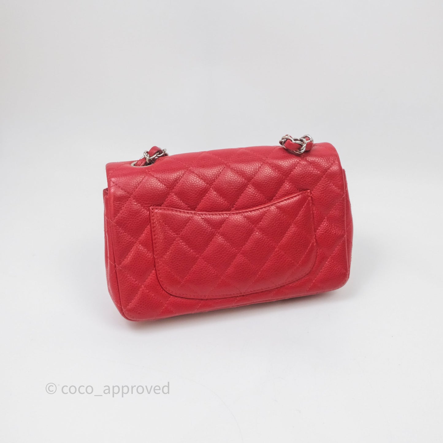 Chanel Quilted Mini Rectangular Flap Red Caviar Silver Hardware