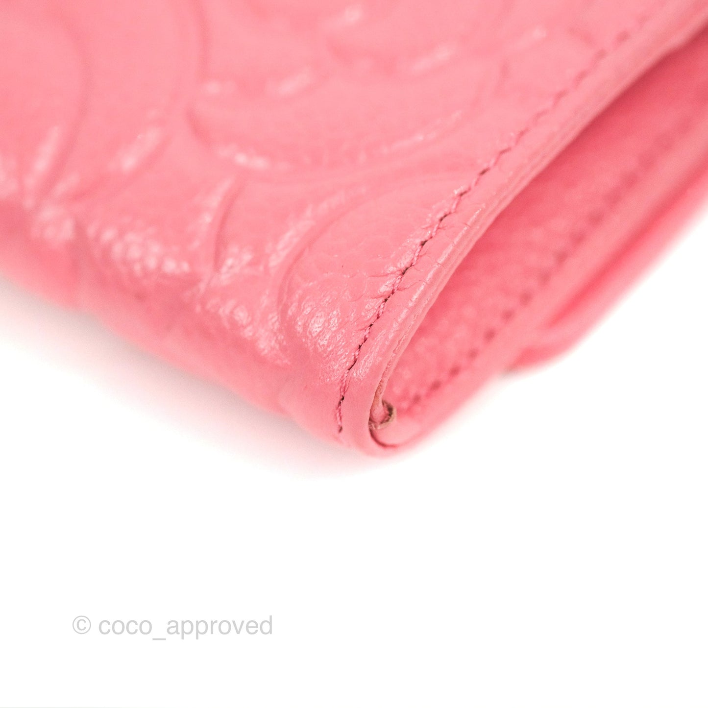 Chanel Camellia Card Holder Pink Caviar Gold Hardware