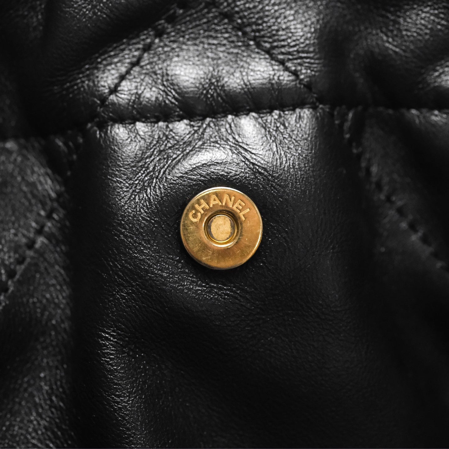 Chanel 22 Small Black Shiny Calfskin Aged Gold Hardware