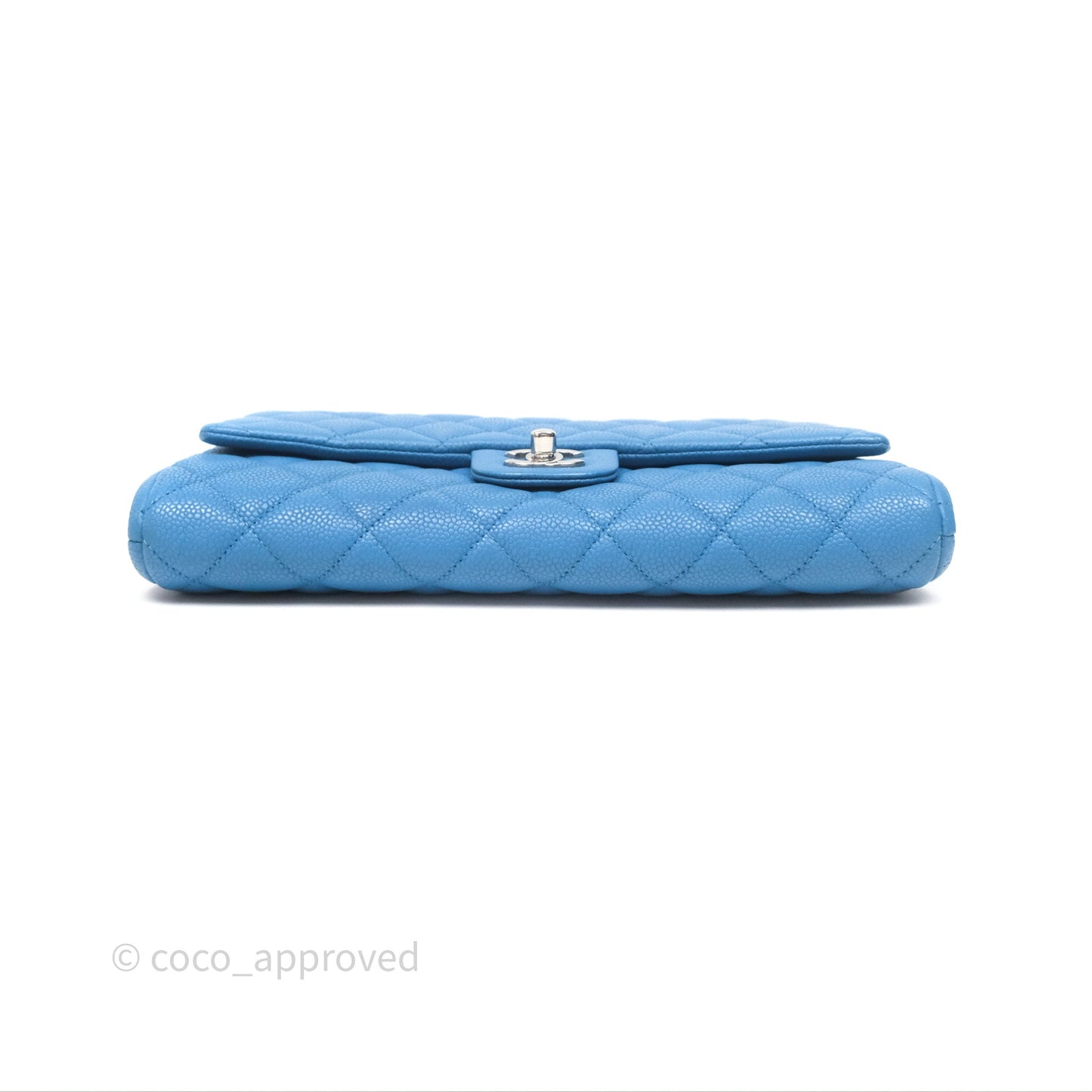 Chanel Quilted Clutch with Chain Caviar Azul Sliver Hardware