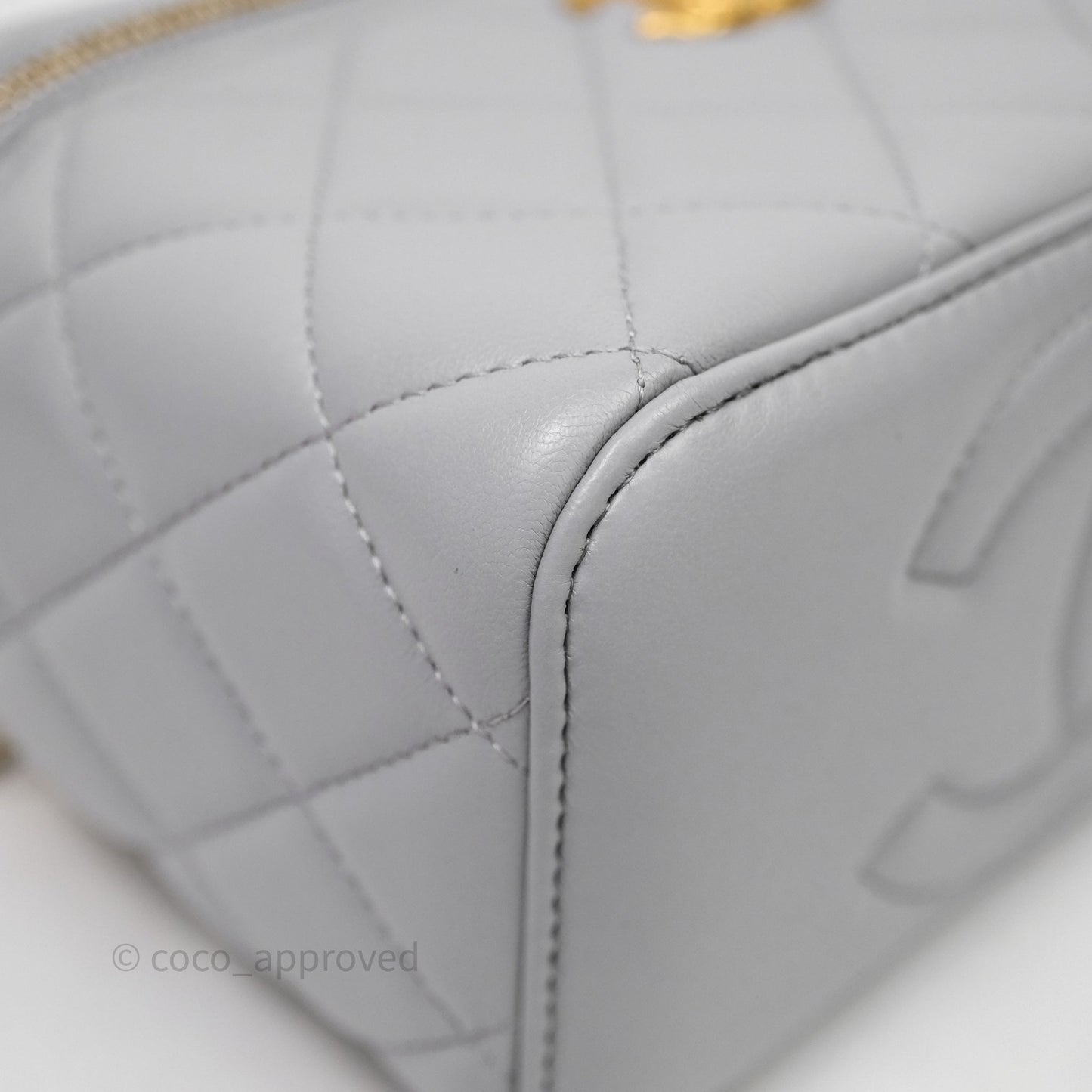 Chanel Vanity with Adjustable Chain Grey Lambskin Aged Gold Hardware