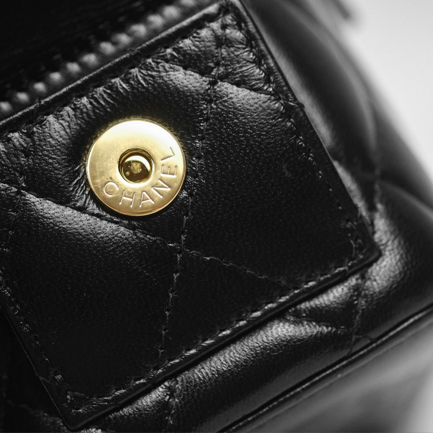 Chanel Cargo Pocket Top Handle Vanity with Chain Black Shiny Lambskin Gold Hardware 22K