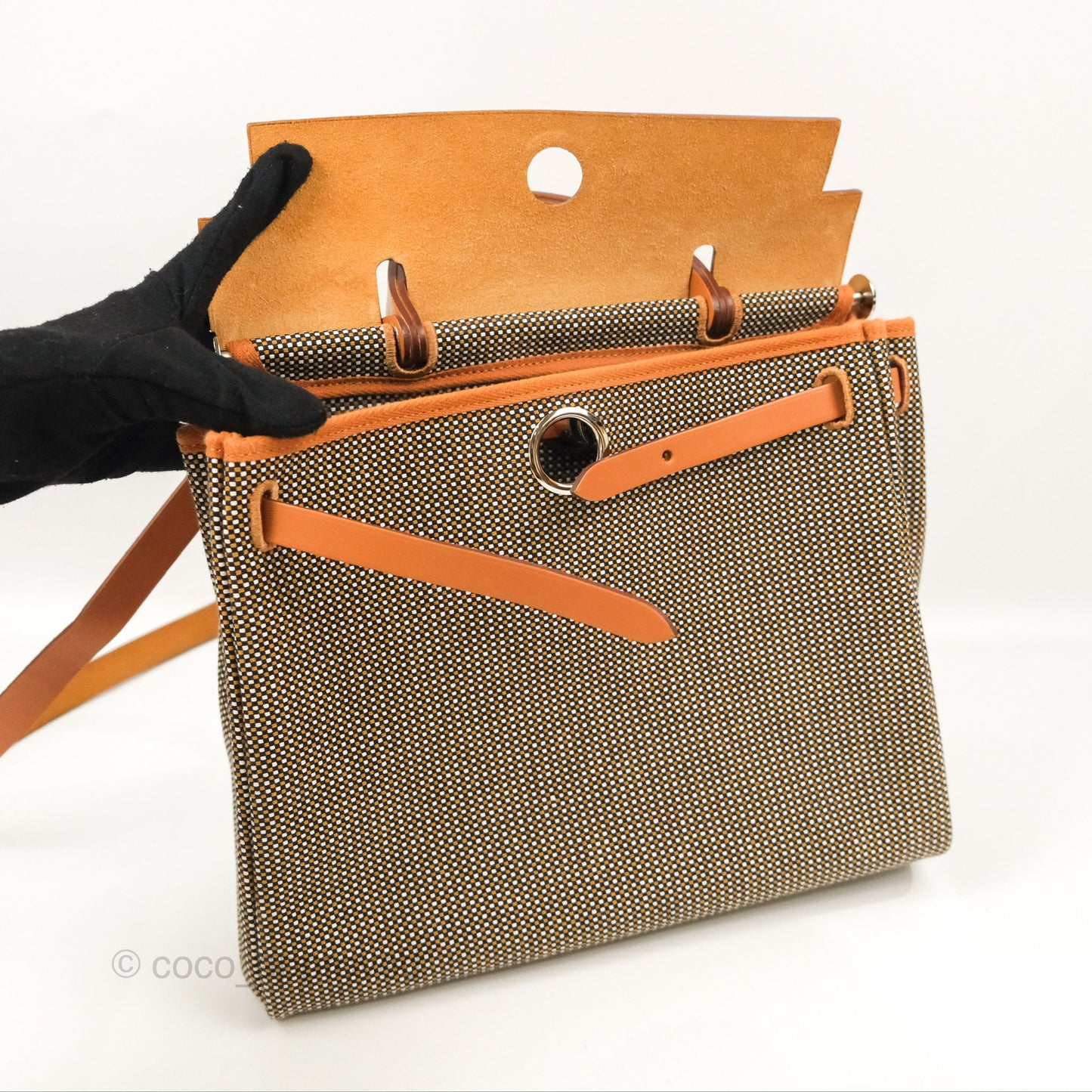 Hermès Herbag Zip 31 Black/White/Desert Viking Criss Toile Natural Palladium Hardware