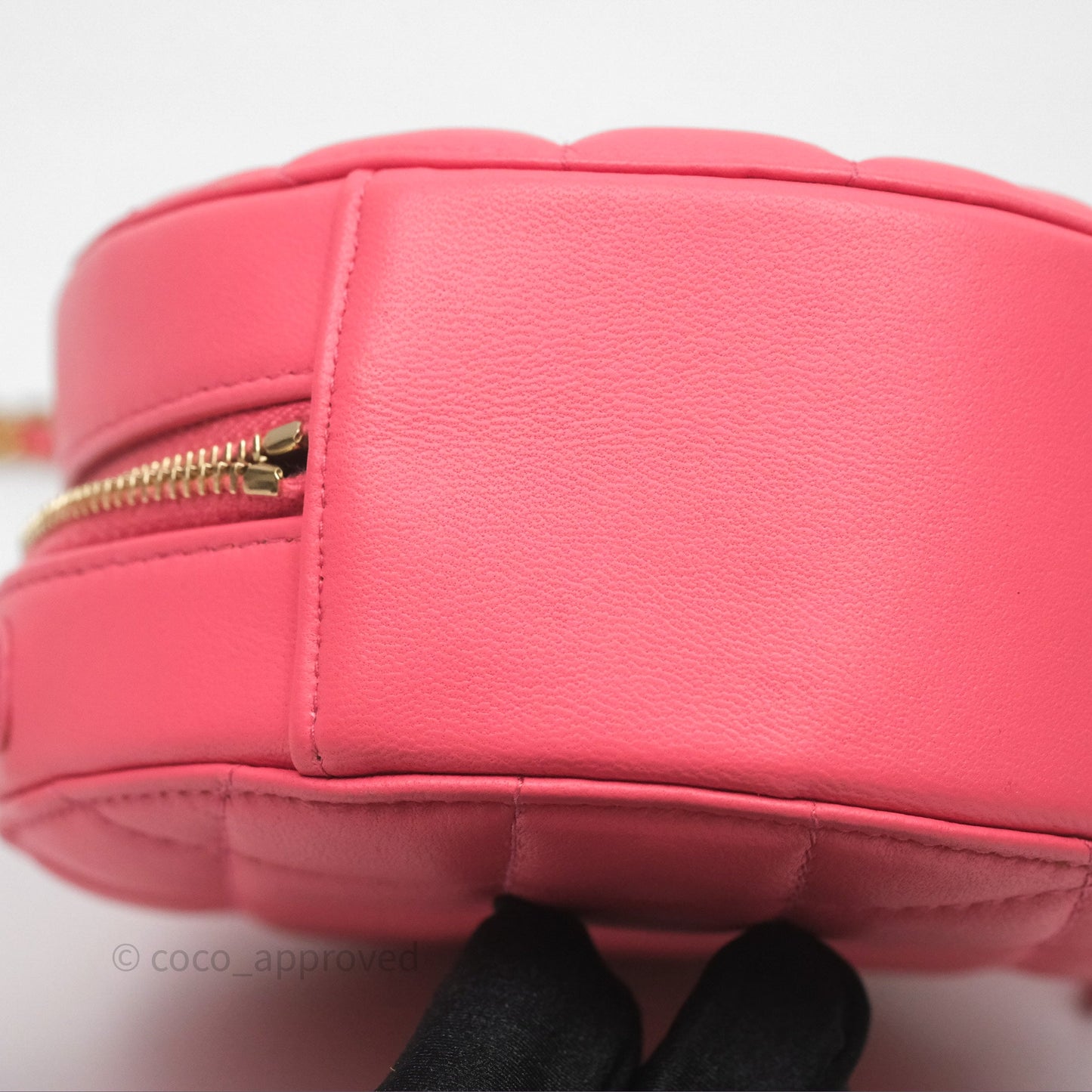 Chanel Quilted Pearl Crush Round Clutch With Chain Pink Lambskin Aged Gold Hardware