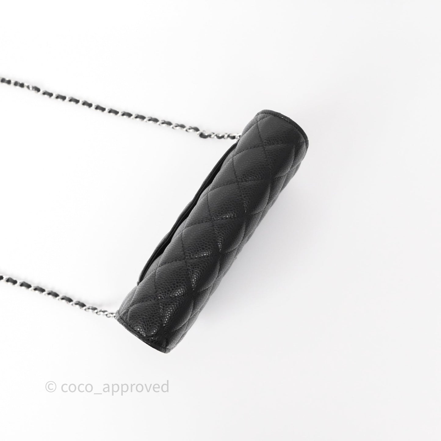 Chanel Classic Wallet On Chain WOC Quilted Black Caviar Silver Hardware