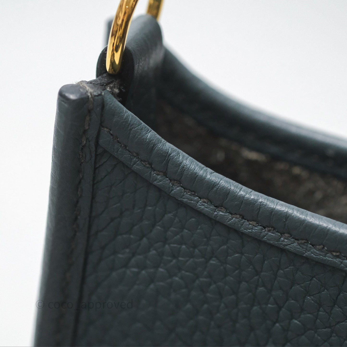 Hermès Mini Evelyne 16 Bleu Orage Y7 / Bleu Brume T0 Clemence Gold Hardware