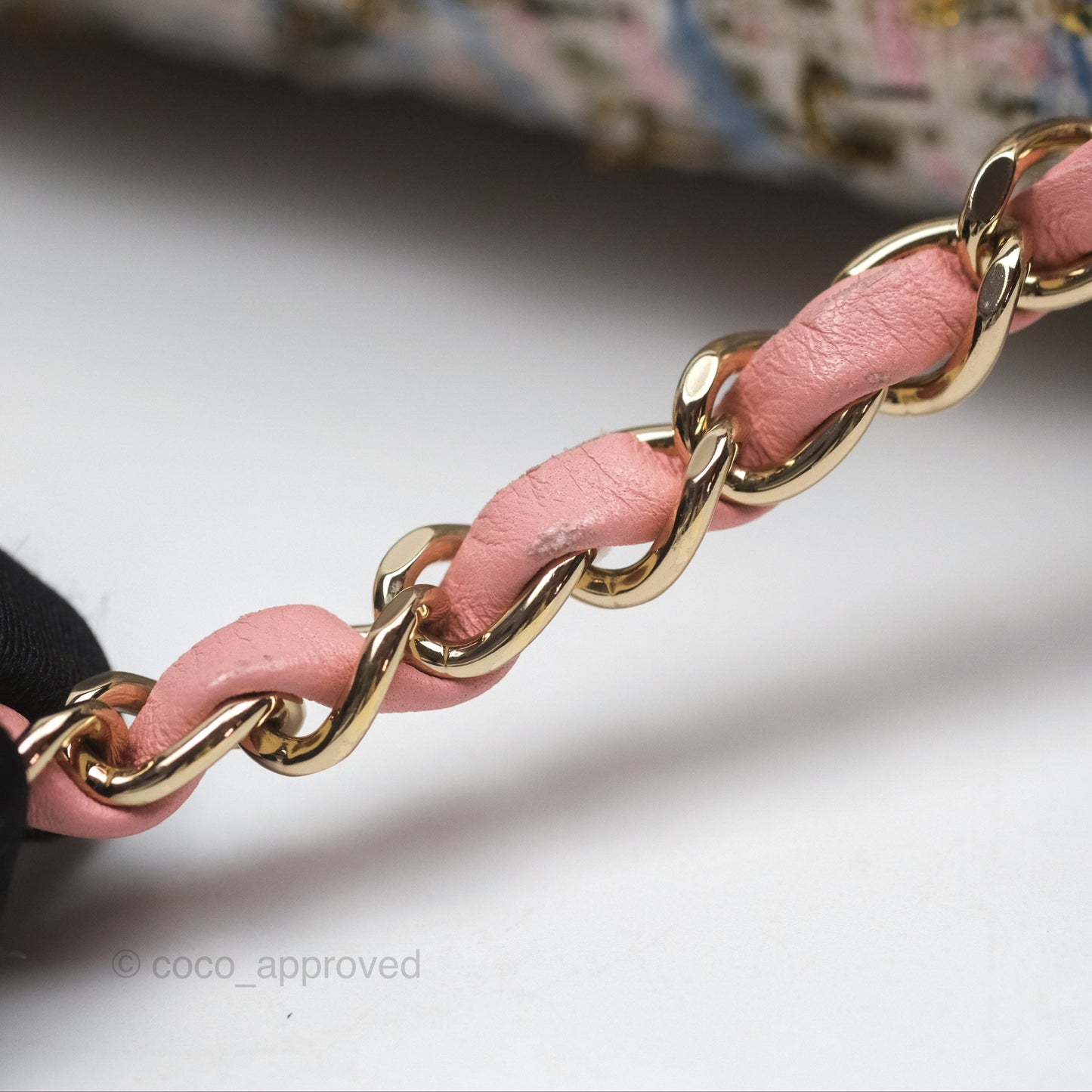 Chanel Mini Rectangular Flap Pink/ Blue/ Gold Tweed Gold Hardware
