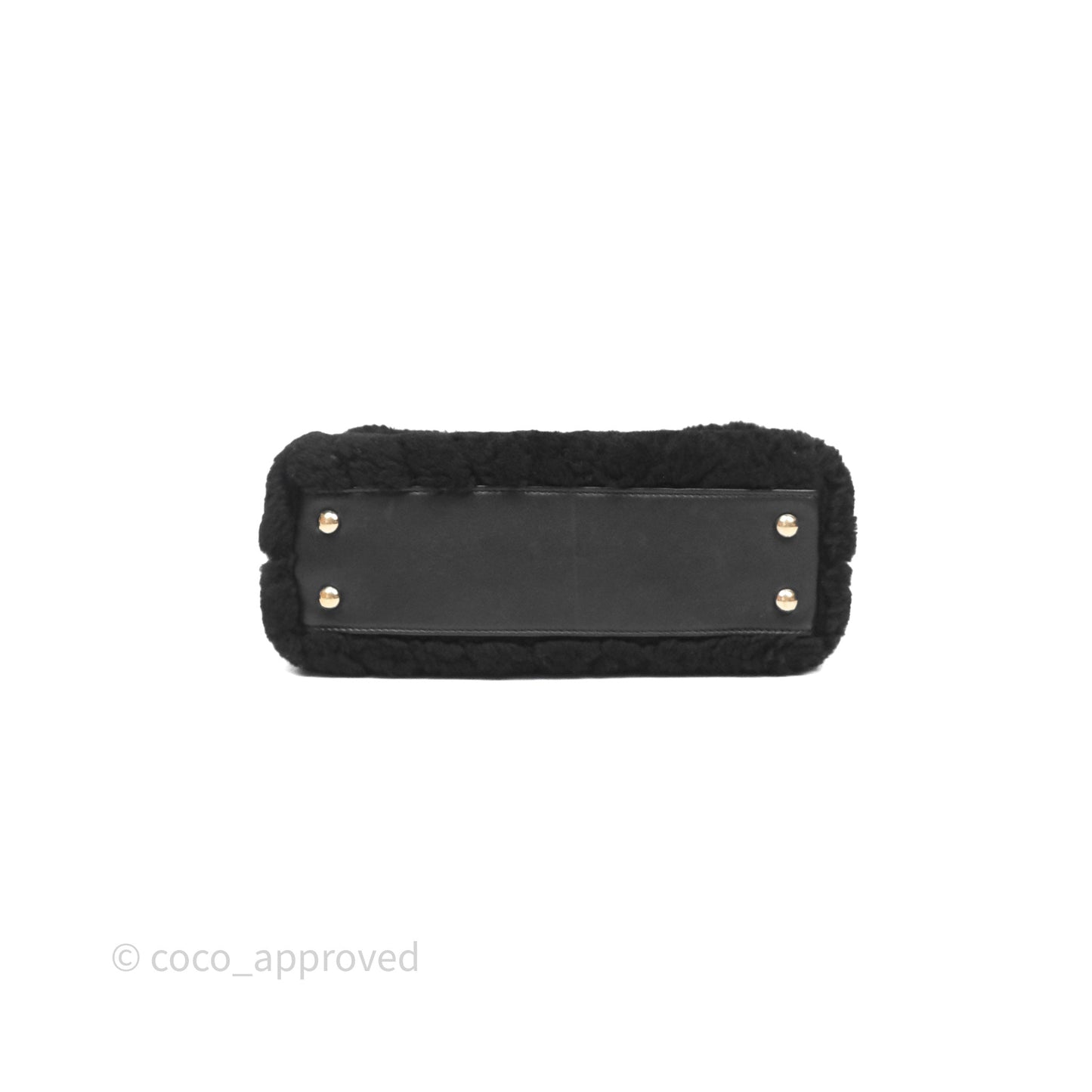 Chanel Small Coco Handle Shearling Black Gold Hardware