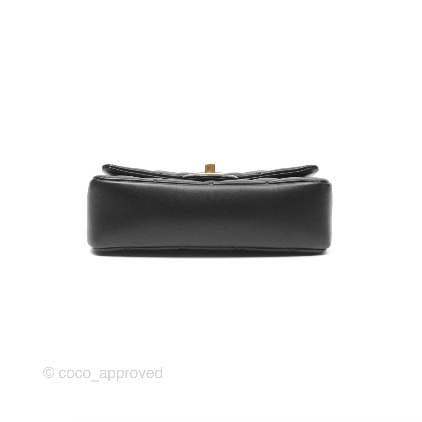 Chanel Mini Flap Bag With Heart CC Charm Black Lambskin Aged Gold Hardware