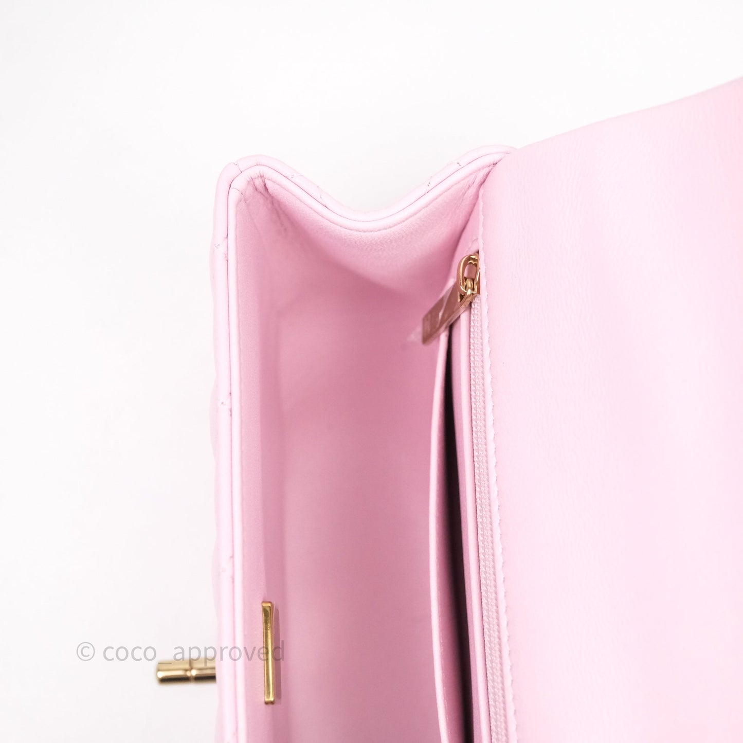 Chanel Top Handle Mini Rectangular Flap Pink Lambskin Gold Hardware