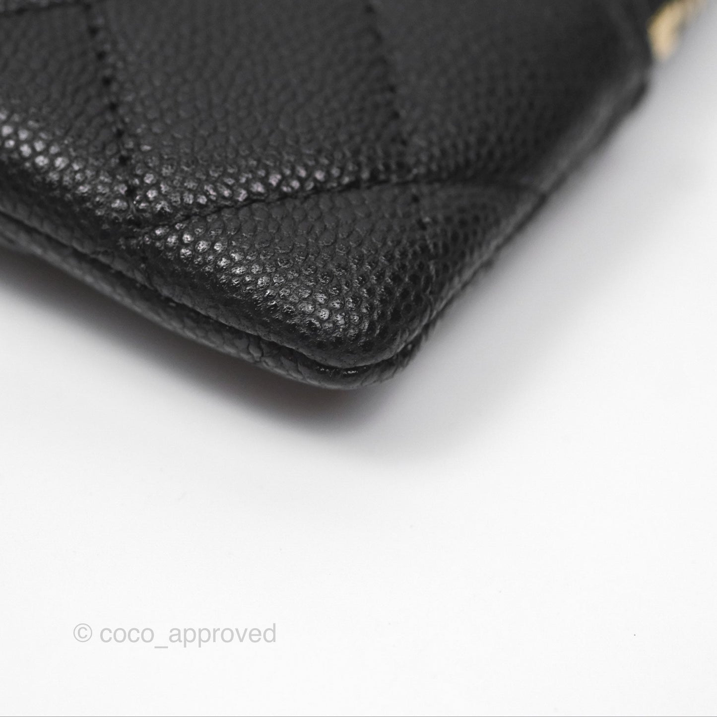 Chanel Quilted Classic Zip Card Holder Wallet Black Caviar Gold Hardware