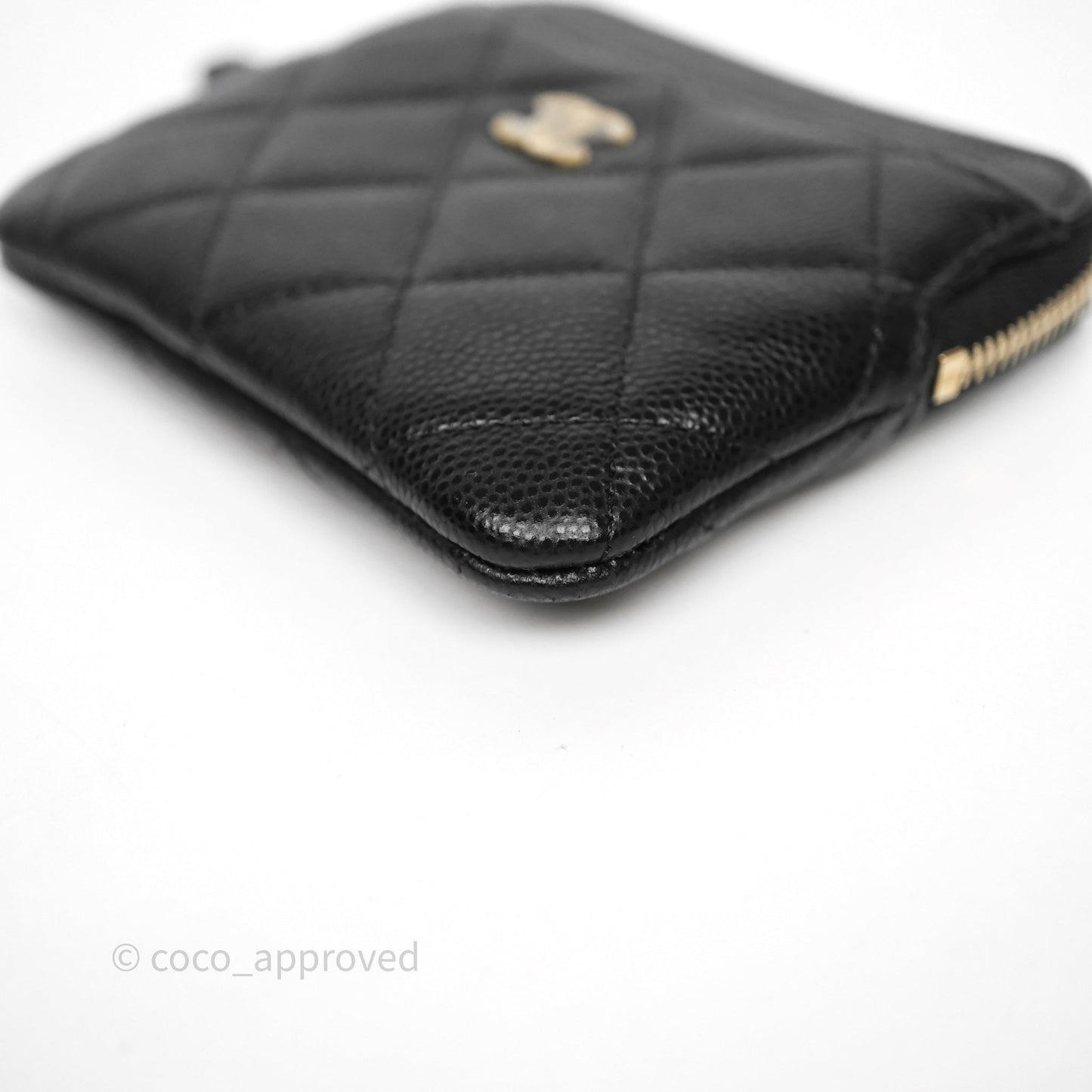 Chanel Quilted Classic Zip Card Holder Wallet Black Caviar Gold Hardware