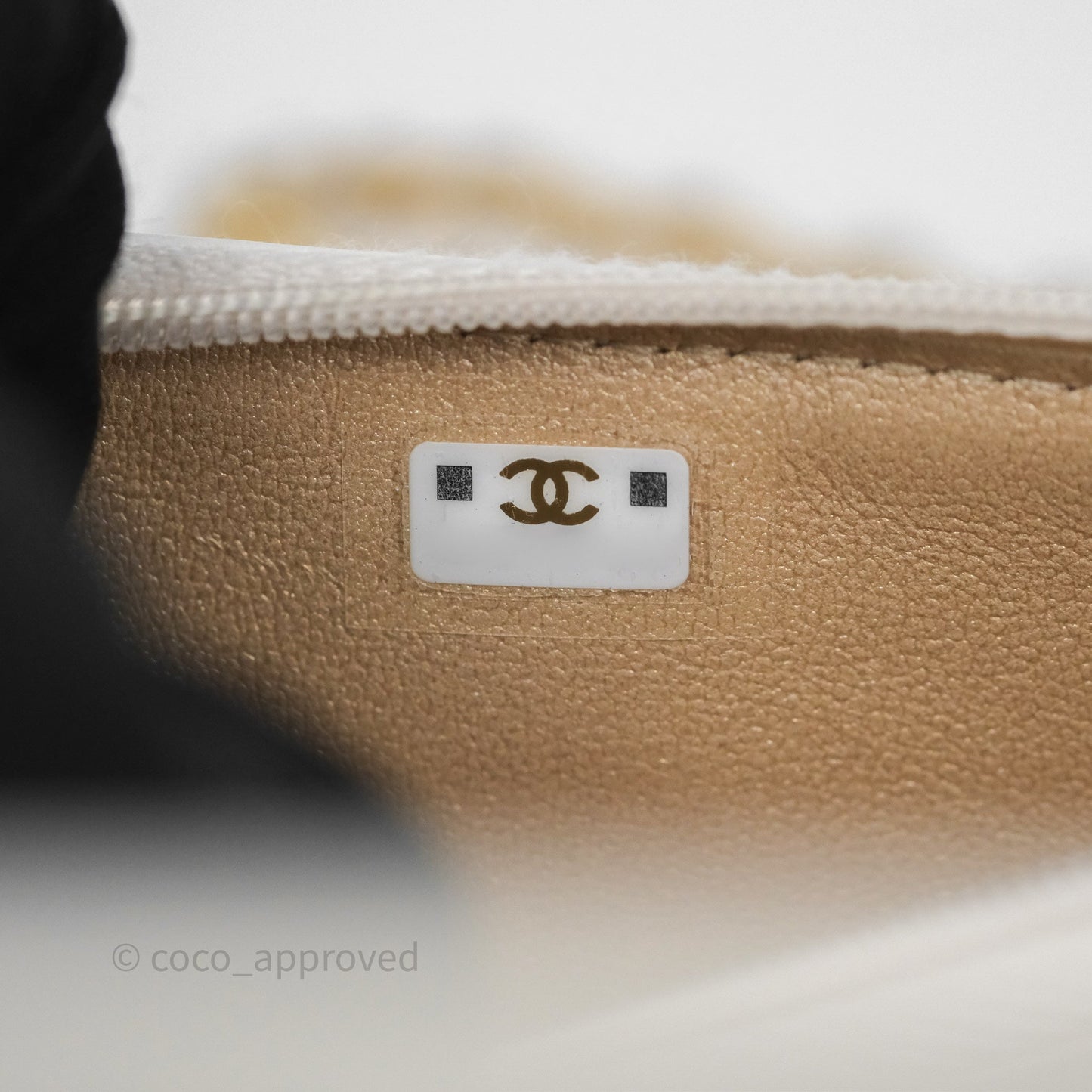 Chanel Dynasty Phone Holder with Chain White Ivory Lambskin Aged Gold Hardware