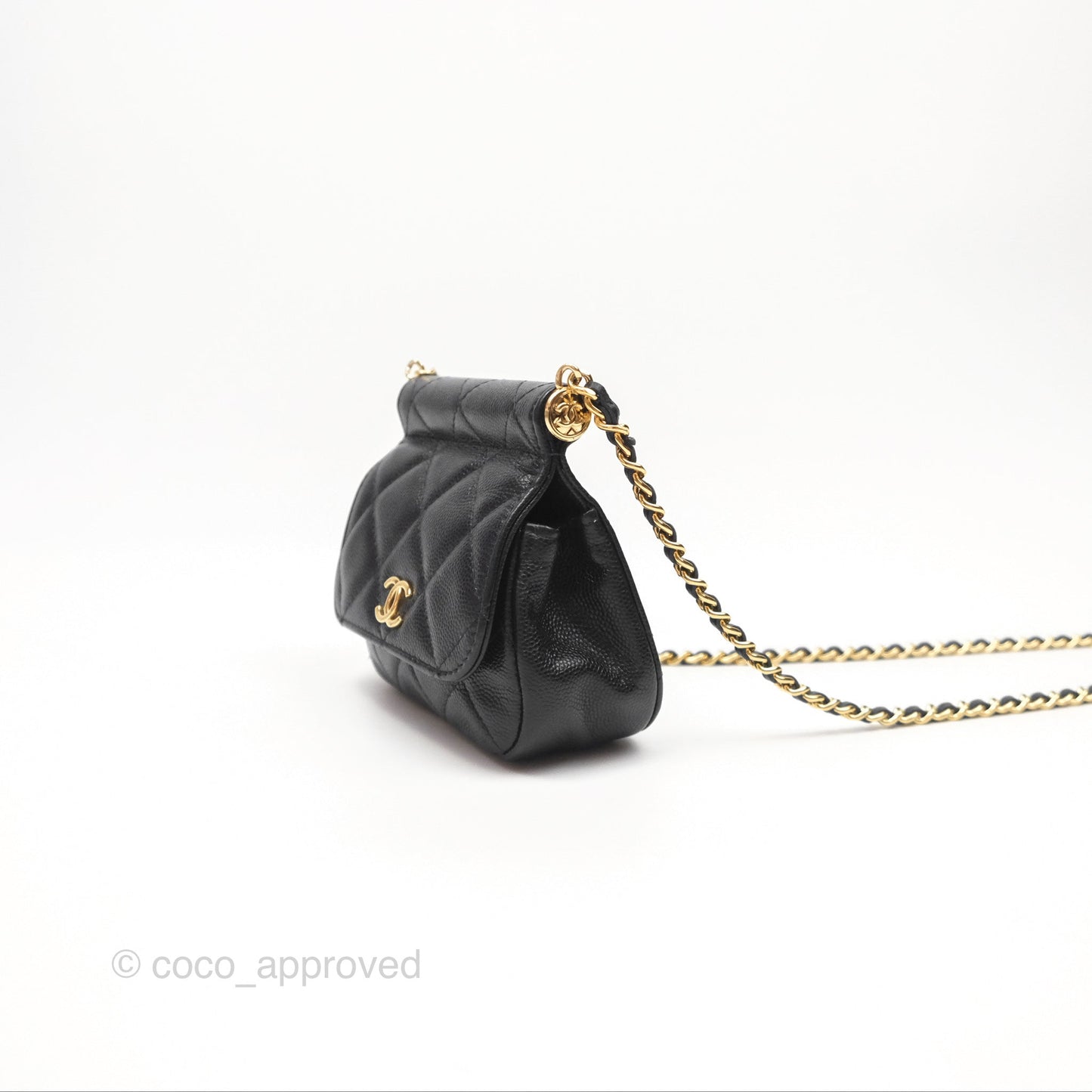 Chanel Clutch with Chain Black Caviar Gold Hardware 22K