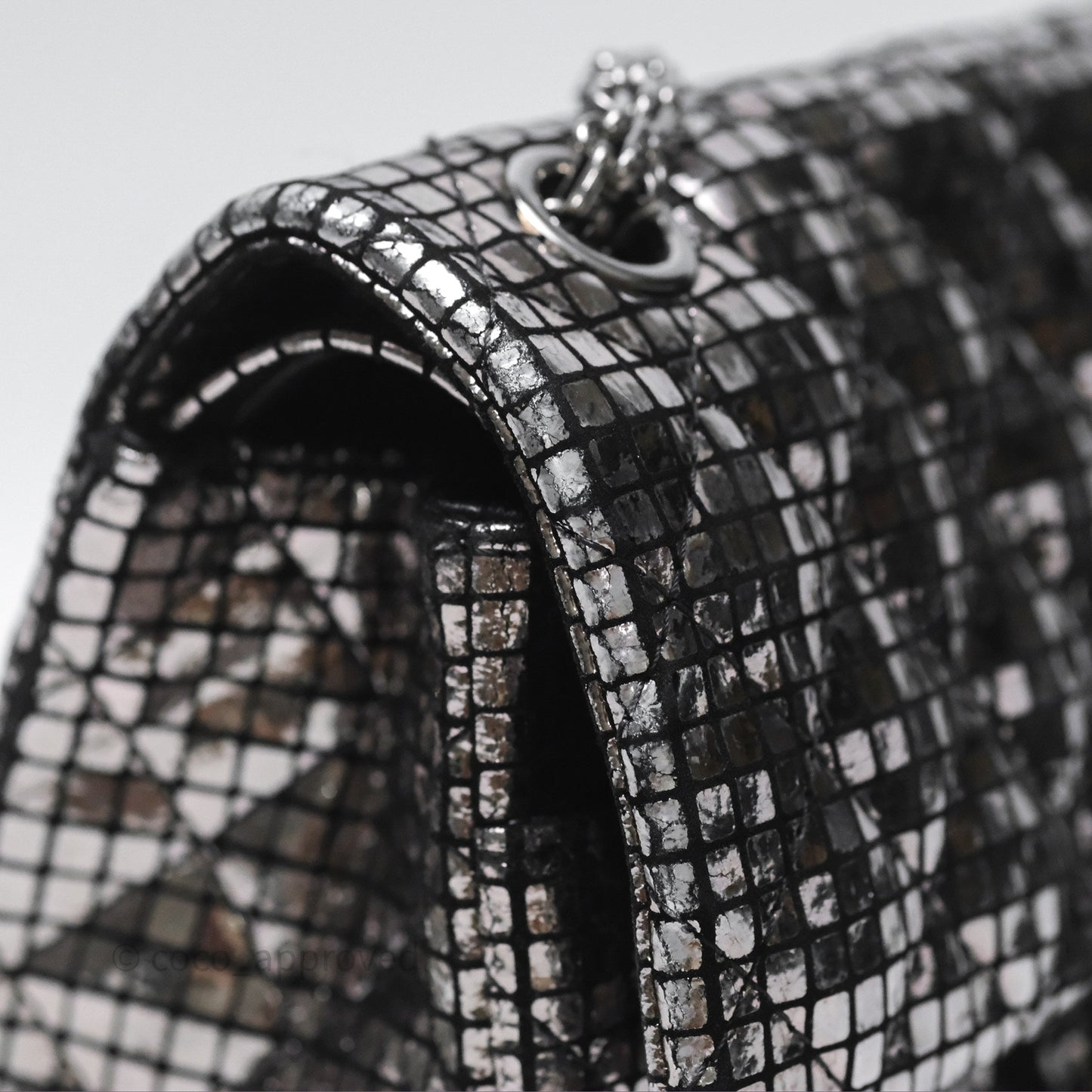 Chanel Mirror Reissue 2.55 Quilted Silver Suede Calfskin Gun Metal Hardware