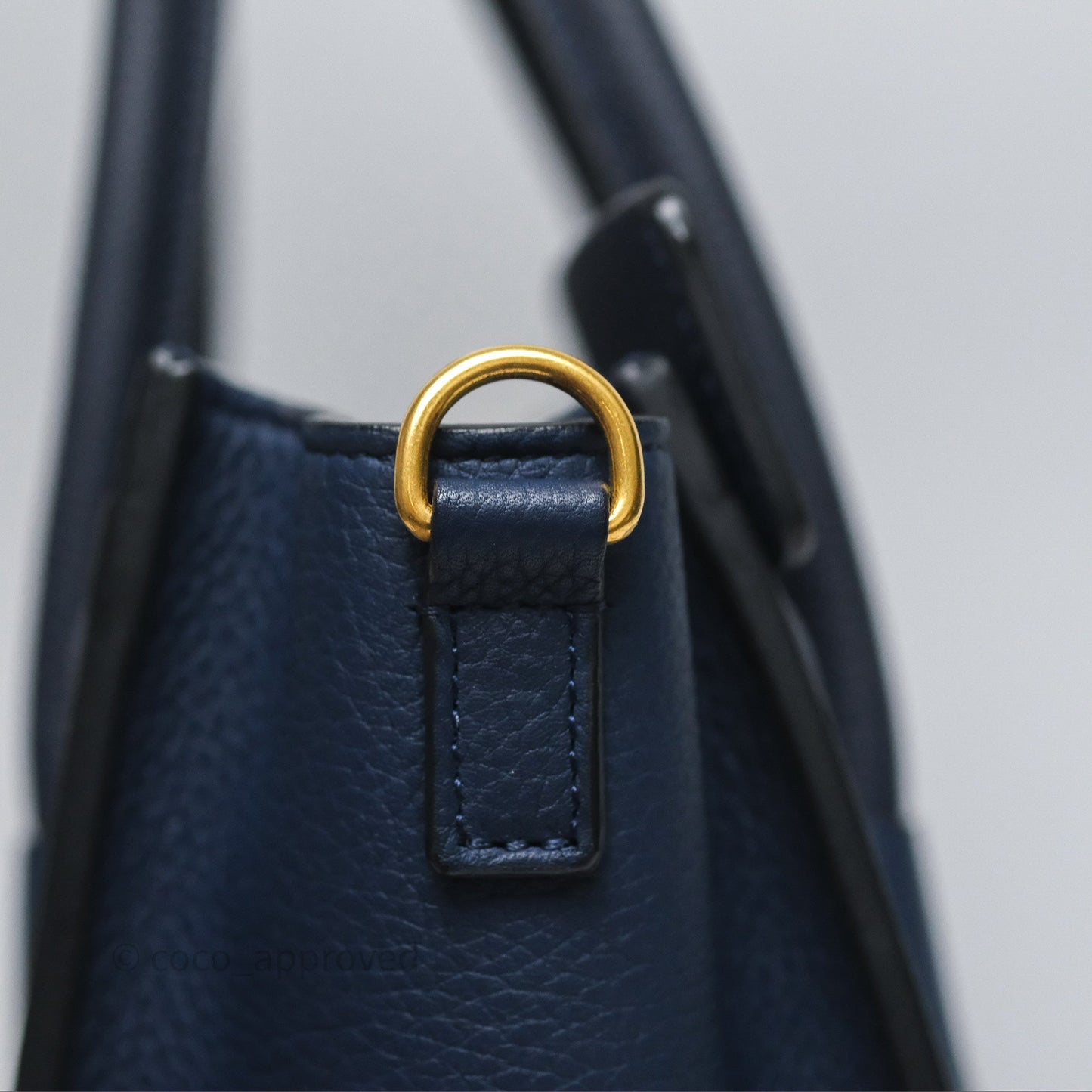 Celine Nano Luggage Handbag Navy Grained Calfskin Gold Hardware