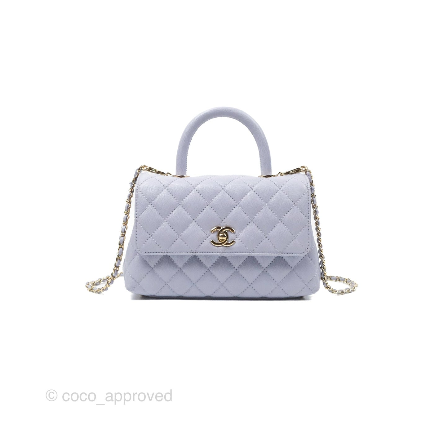 Chanel Small Coco Handle Quilted Purple Lilac Caviar Gold Hardware 21K