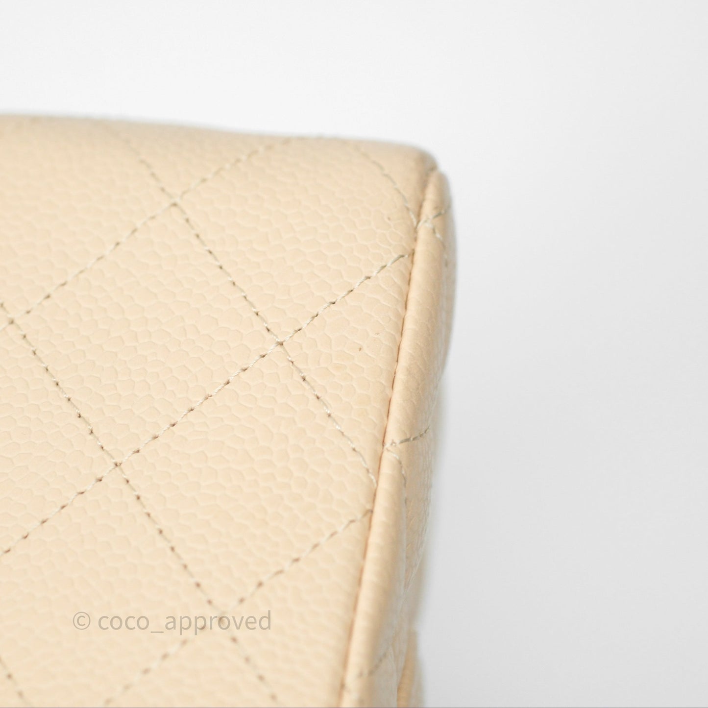 Chanel M/L Medium Classic Flap Quilted Beige Caviar Gold Hardware