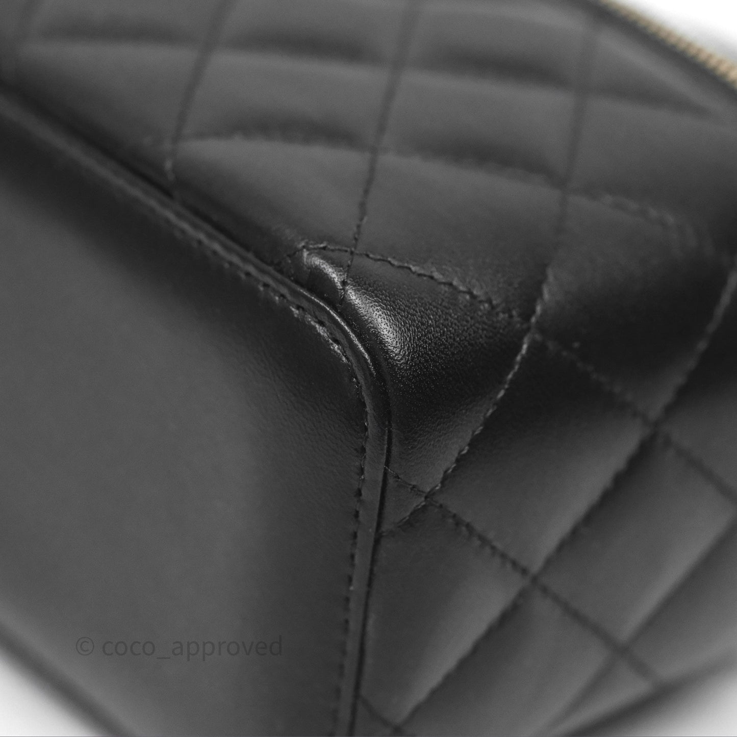 Chanel Classic Vanity Rectangular Top Handle With Chain Black Lambskin Gold Hardware