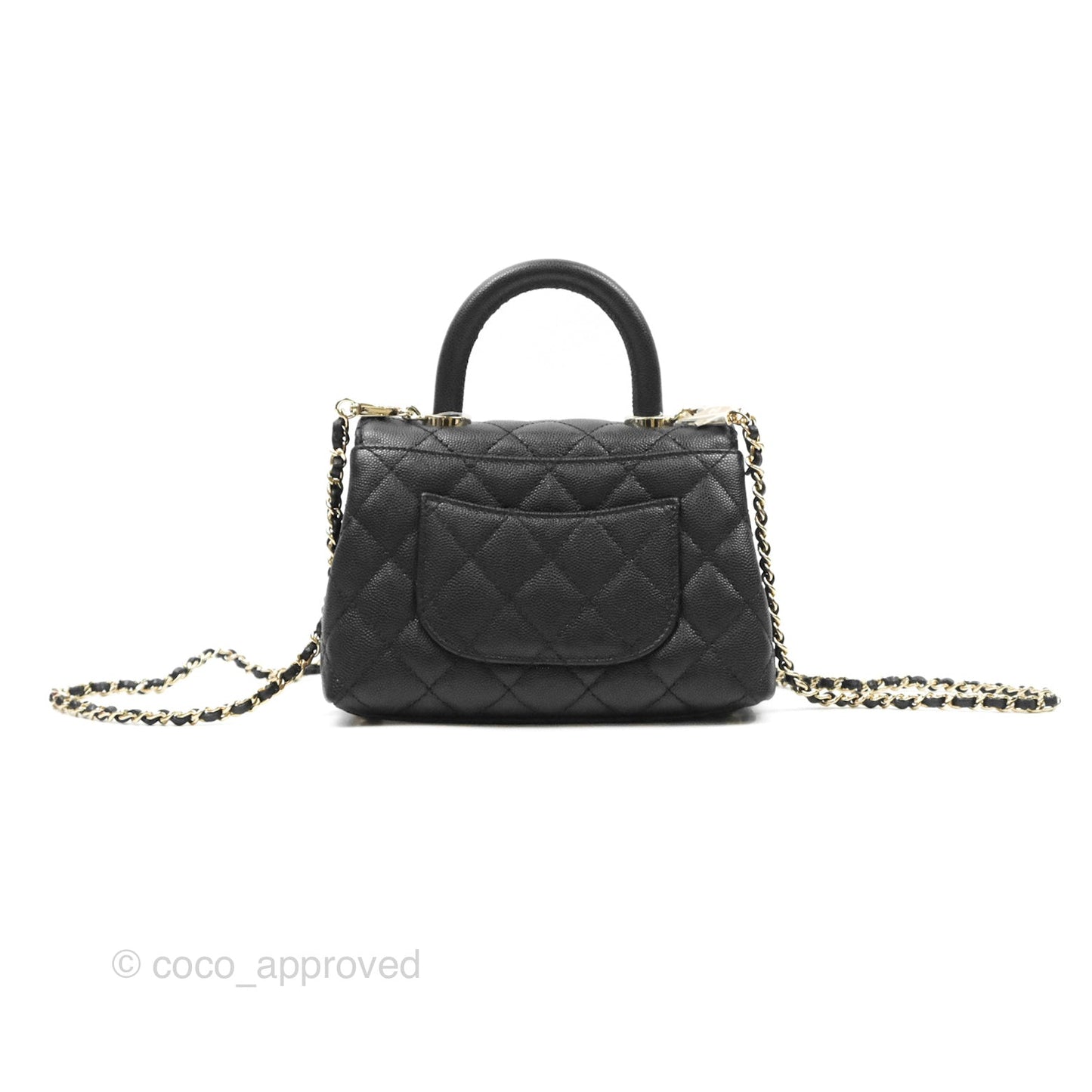 Chanel Mini Coco Handle Quilted Black Caviar Gold Hardware
