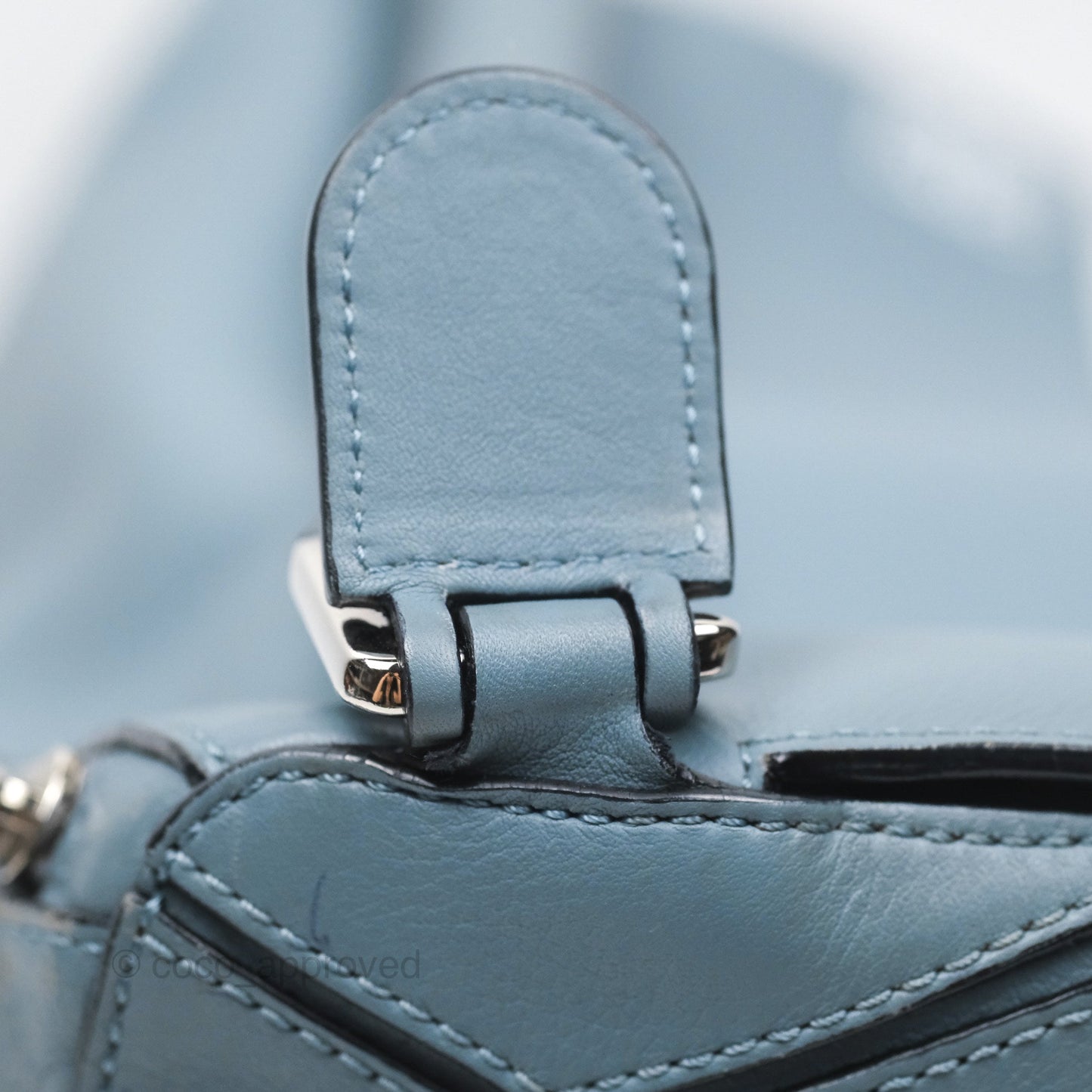 Loewe Medium Puzzle Bag Blue Calfskin Silver Hardware