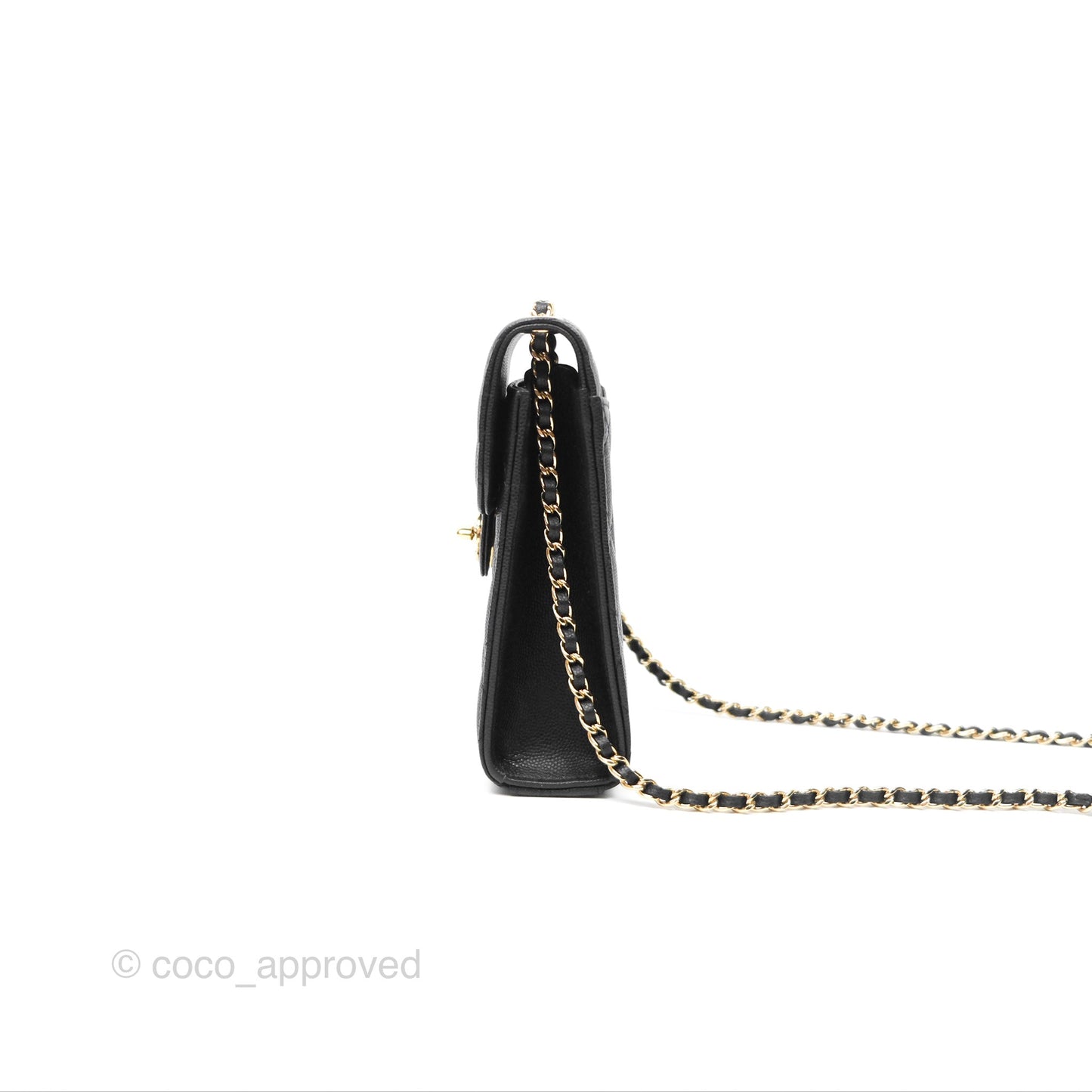 Chanel Classic Quilted Phone Holder Black Caviar Gold Hardware