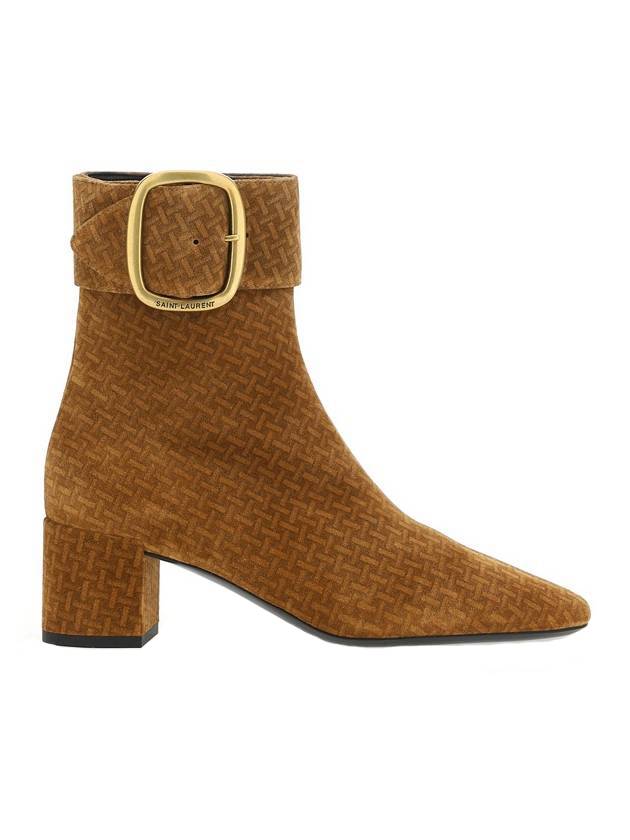 Luxury Saint Laurent Pattern Buckle Chelsea Boots Brown