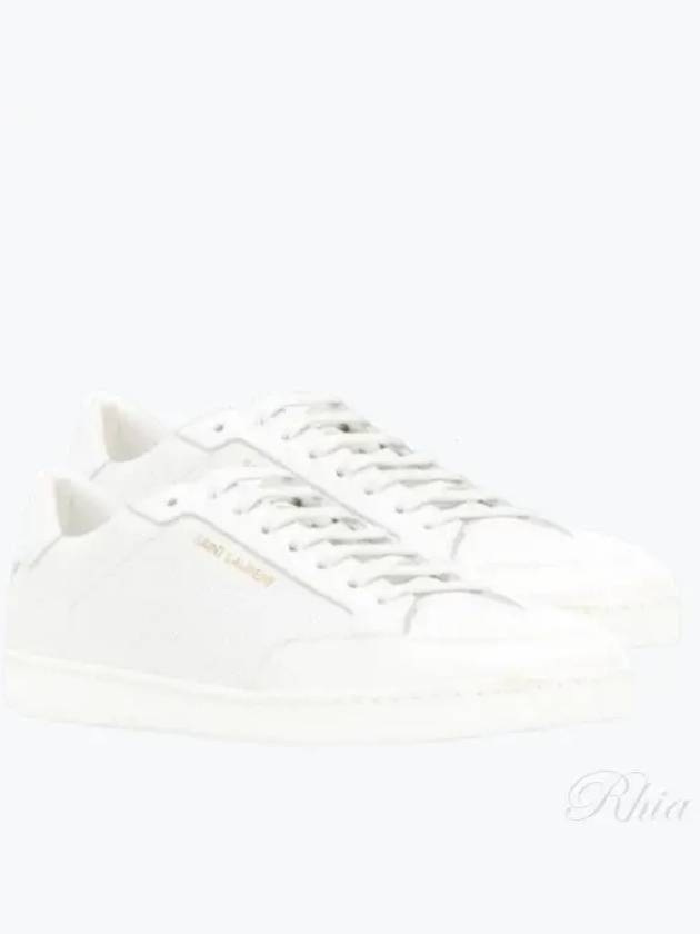 Luxury Saint Laurent Court Classic Perforated Leather Low Top Sneakers White
