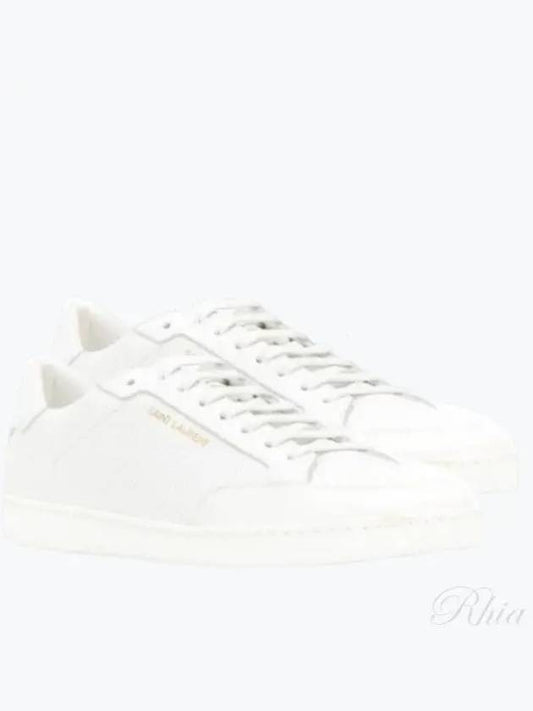Luxury Saint Laurent Court Classic Perforated Leather Low Top Sneakers White