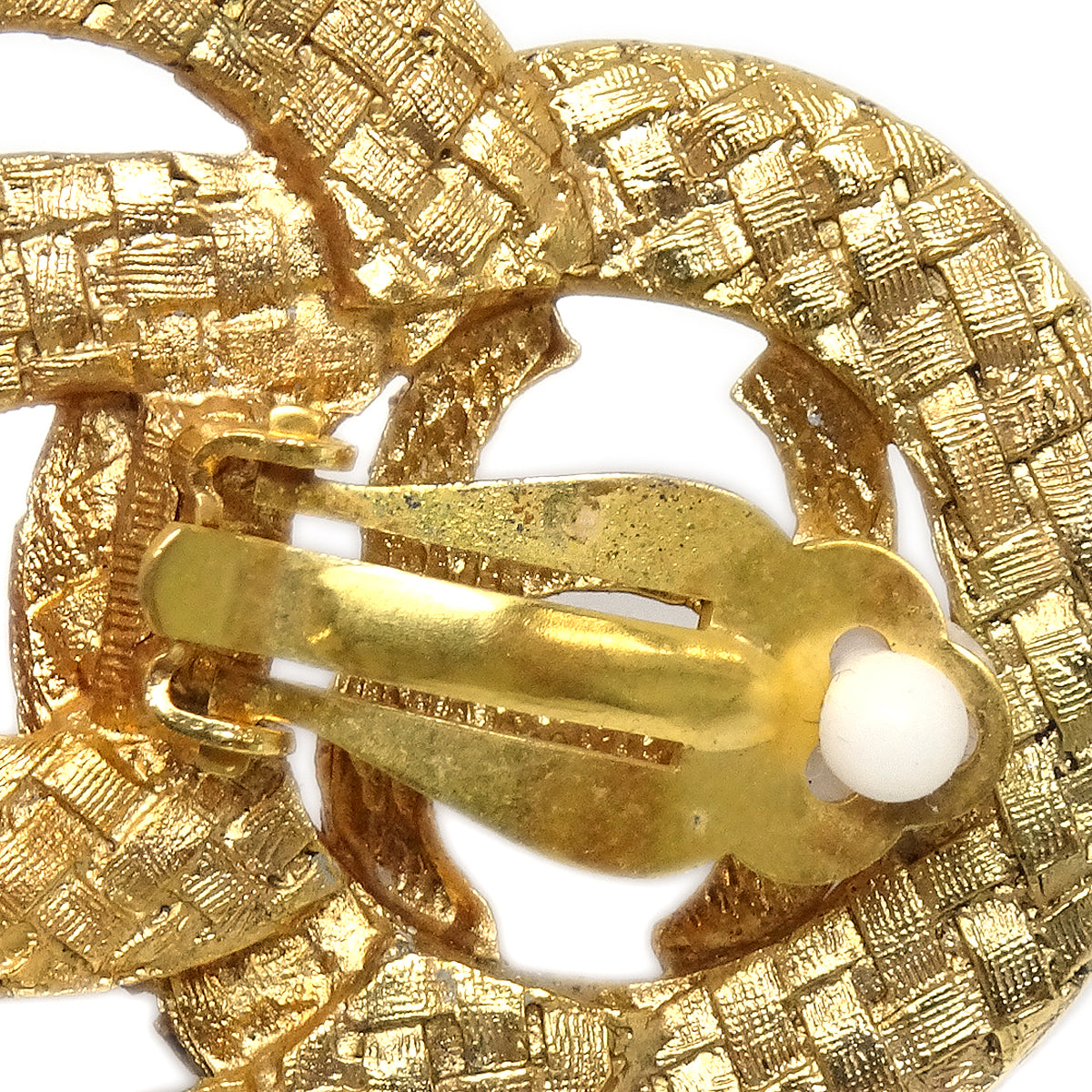 Luxury Chanel 1994 Woven CC Earrings Gold Clip-On 2848