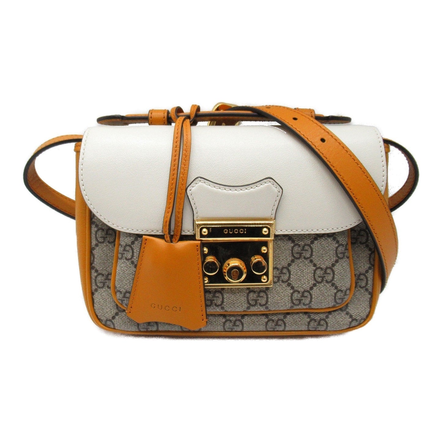 Luxury Gucci Trending 2025 GG Supreme Front Pocket Padlock Bag Canvas Shoulder Bag