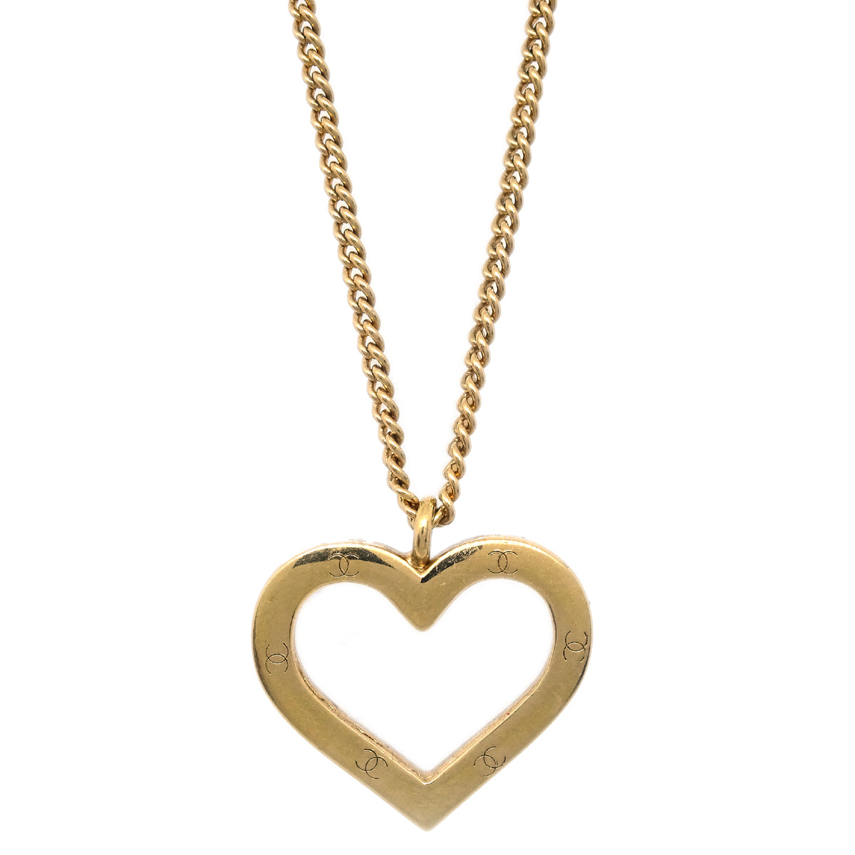 Chanel Heart Gold Chain Pendant Necklace 04P