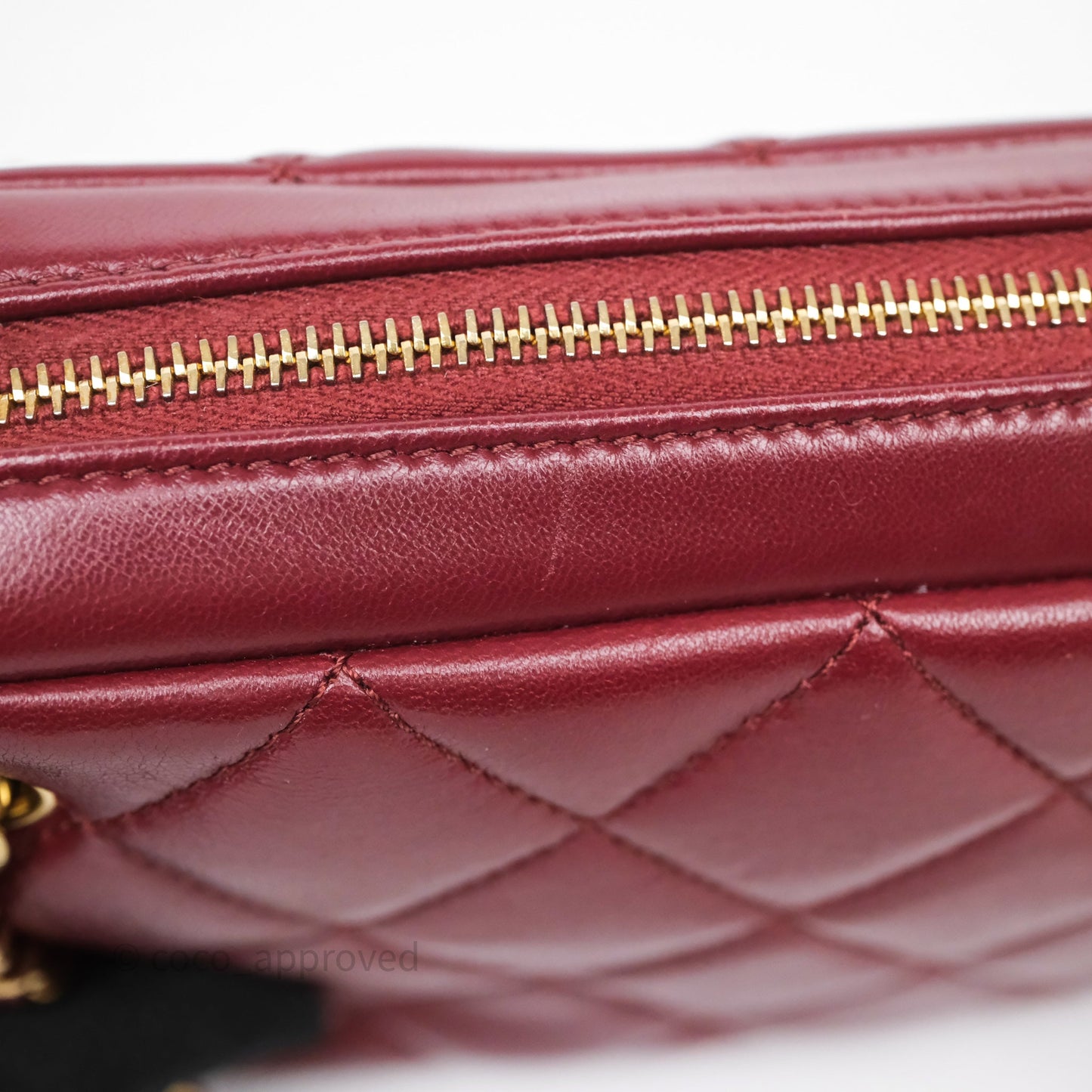 Chanel Small Camera Bag Burgundy Lambskin Gold Hardware