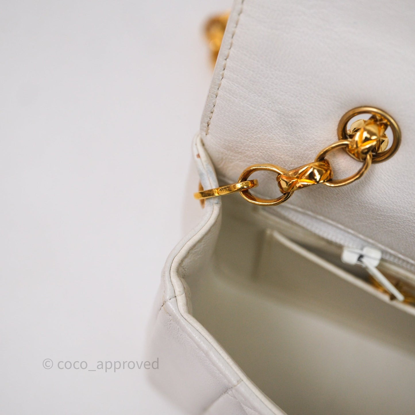 Chanel Vintage Mini Bijoux Chain Flap Bag White Gold Hardware