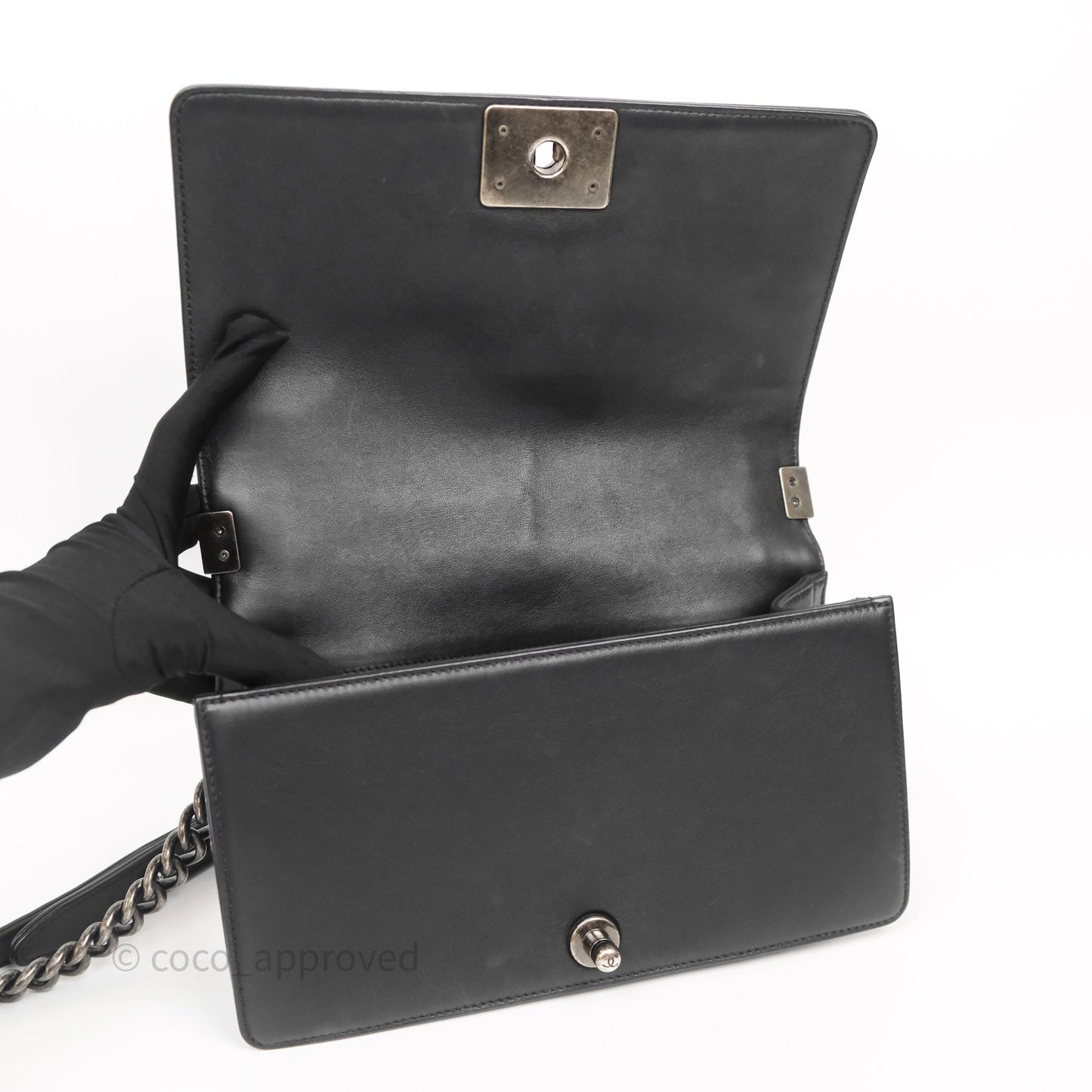 Chanel Quilted Medium Boy Black Lambskin Ruthenium Hardware