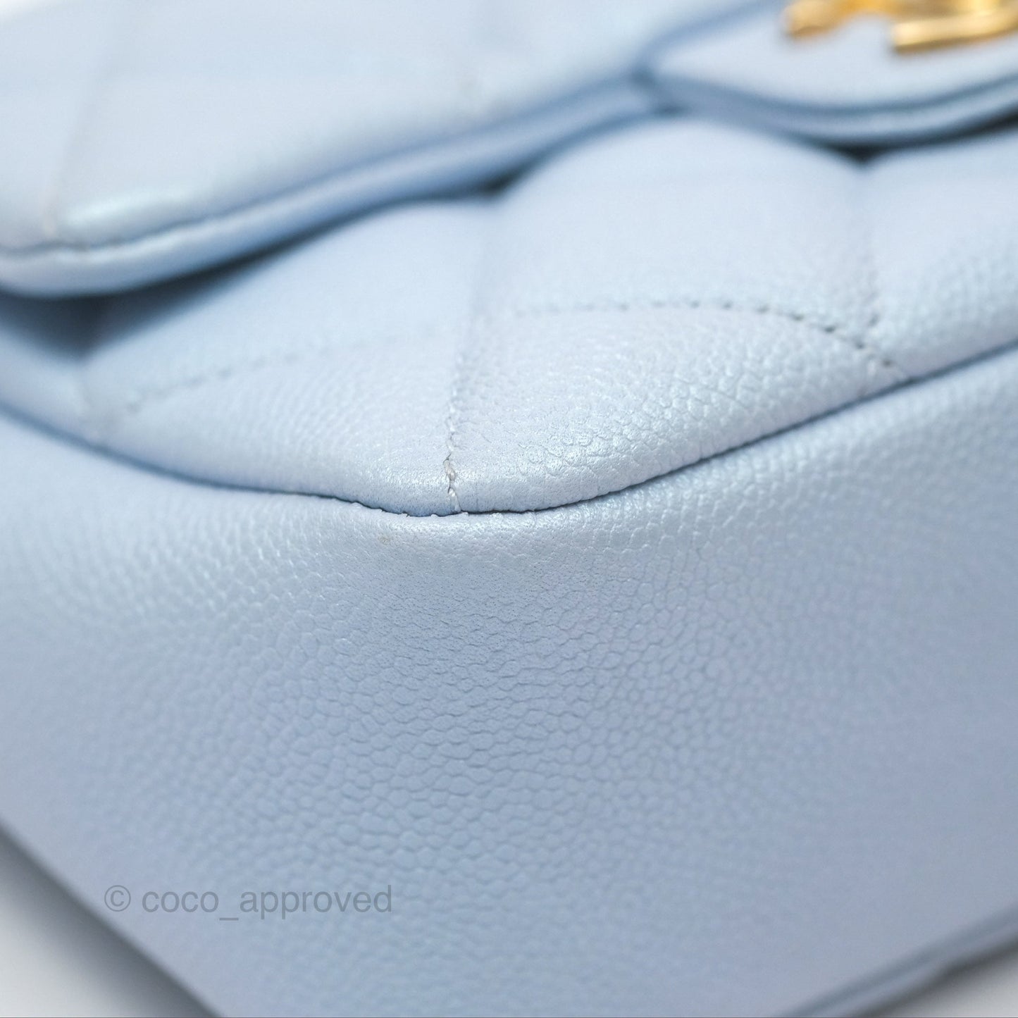 Chanel Quilted My Perfect Mini Iridescent Blue Caviar Aged Gold Hardware