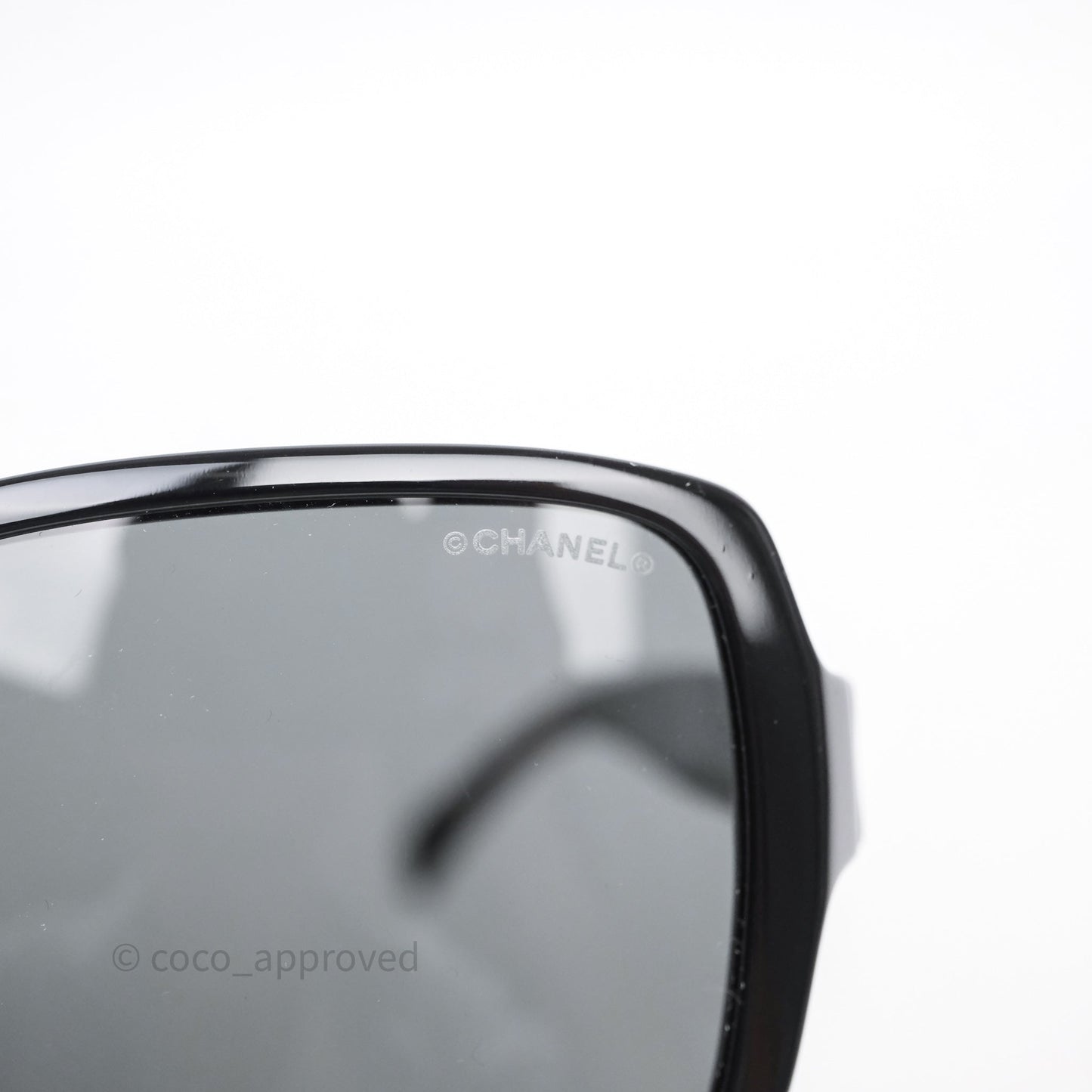 Chanel White Logo Sunglasses Black