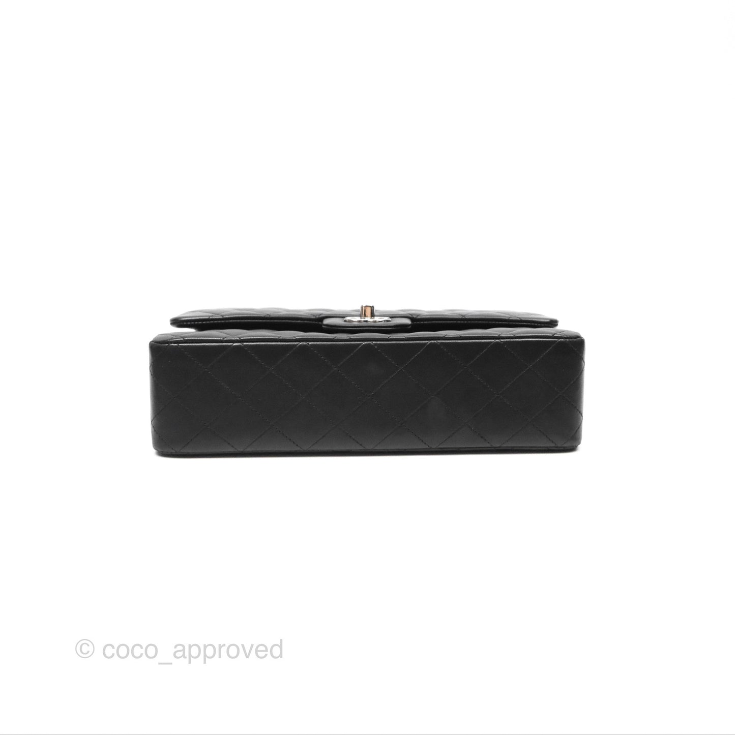 Chanel Classic M/L Medium Flap Quilted Black Lambskin Silver Hardware