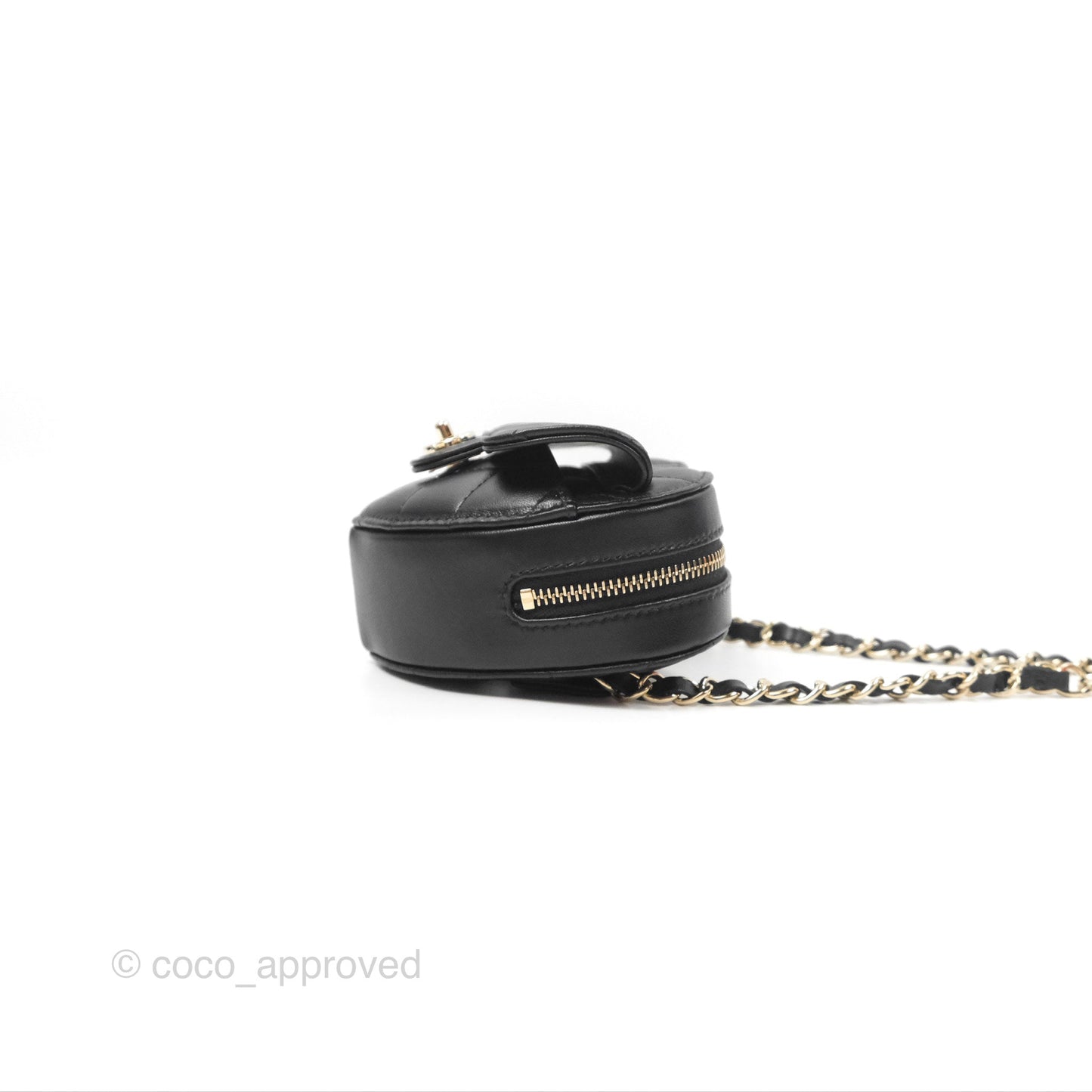 Chanel Mini Heart Belt Bag Black Lambskin Gold Hardware 22S