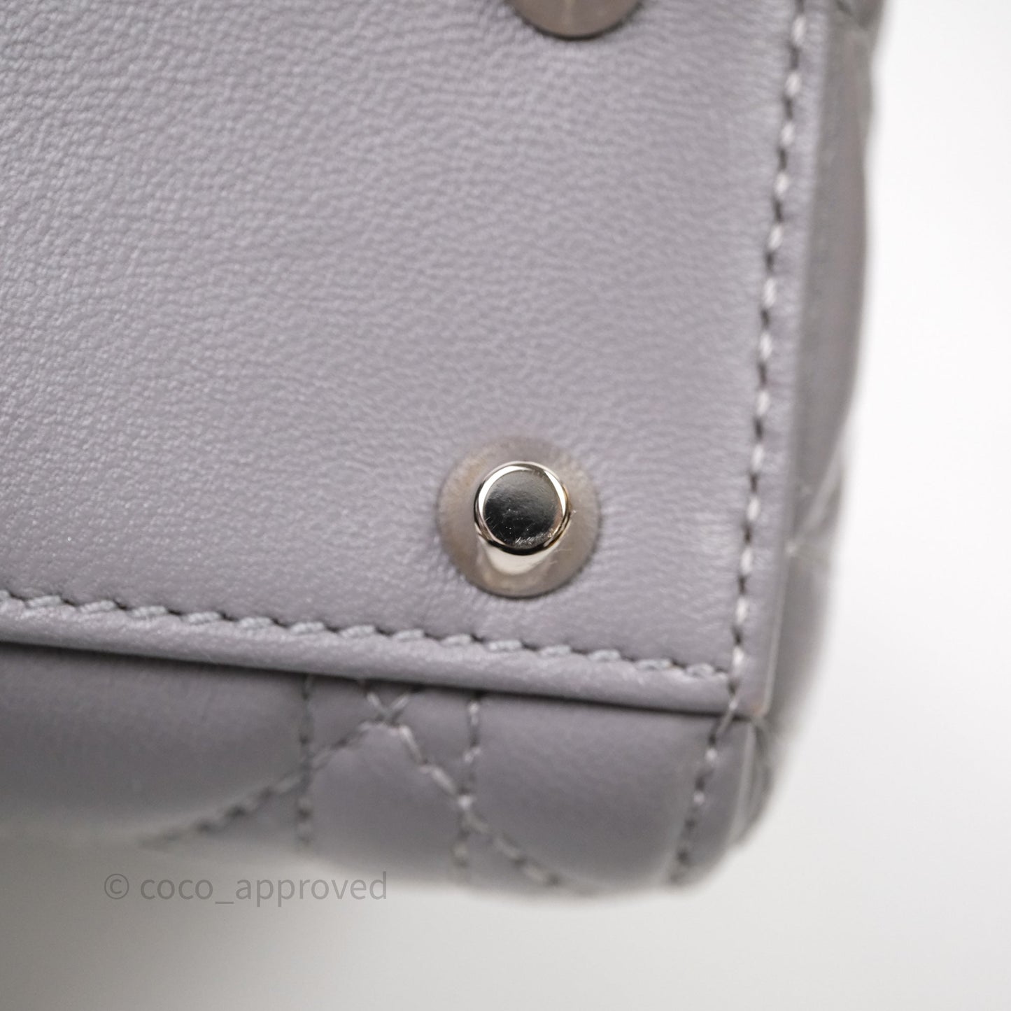 Christian Dior Mini Lady Dior Lambskin Cannage Grey Silver Hardware
