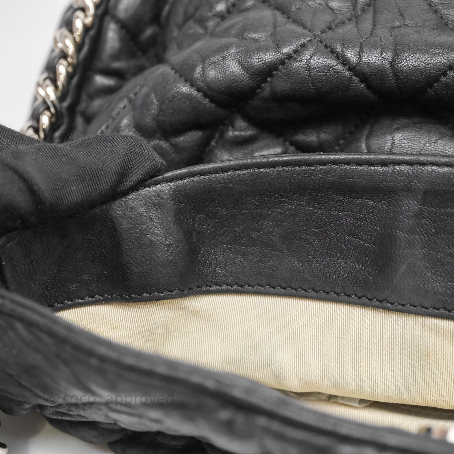 Chanel Chain Around Calfskin Hobo Black Silver Hardware