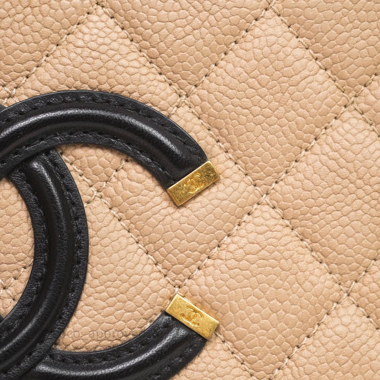 Chanel Medium CC Filigree Vanity Case Quilted Beige Black Caviar