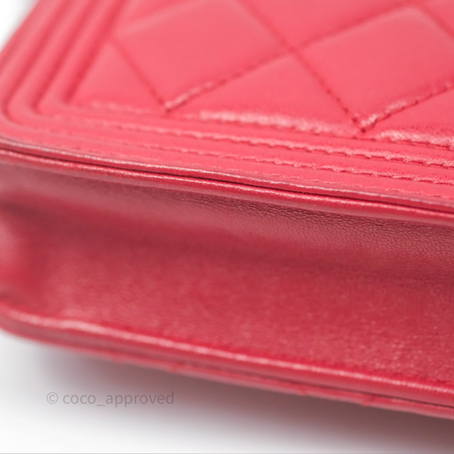Chanel Boy Wallet on Chain WOC Red Lambskin Ruthenium Hardware