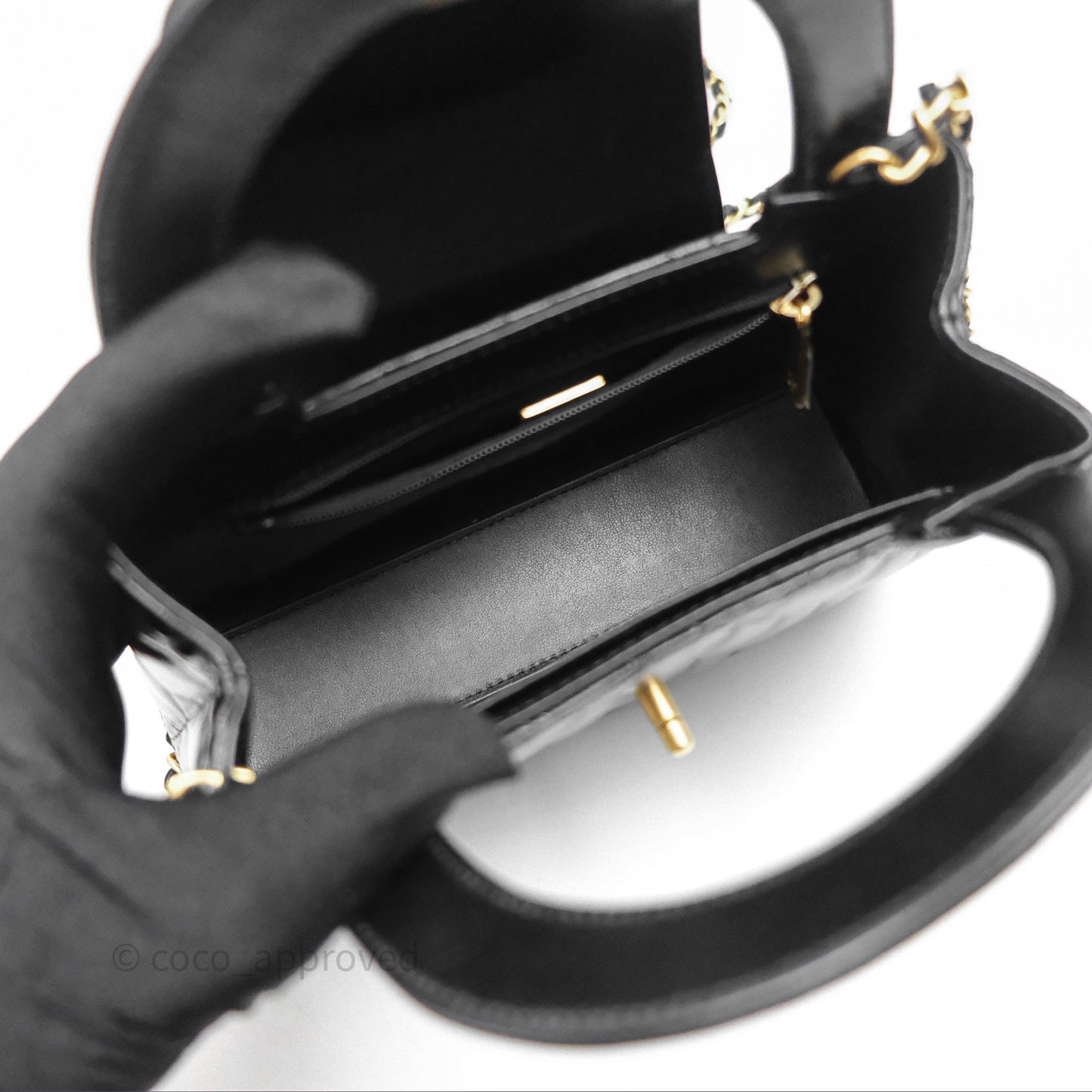 Chanel Kelly Bag Quilted Black Shiny Crumpled Calfskin Aged Gold Hardware