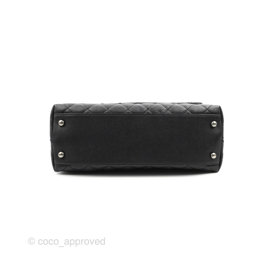 Chanel Medium Coco Handle Quilted Black Caviar Lizard Handle Ruthenium Hardware