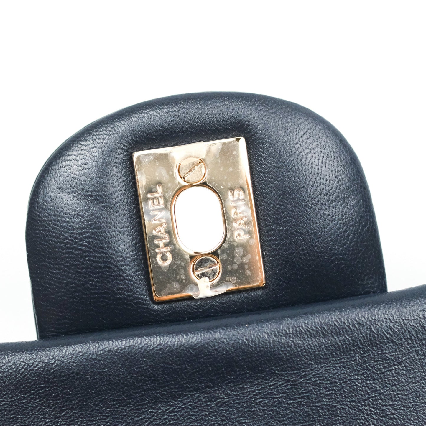Chanel Mini Square Quilted Navy Lambskin Gold Hardware