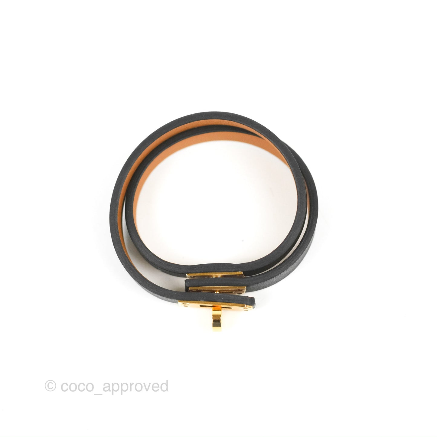 Hermès Mini Kelly Double Tour Bracelet Black Swift Gold Hardware
