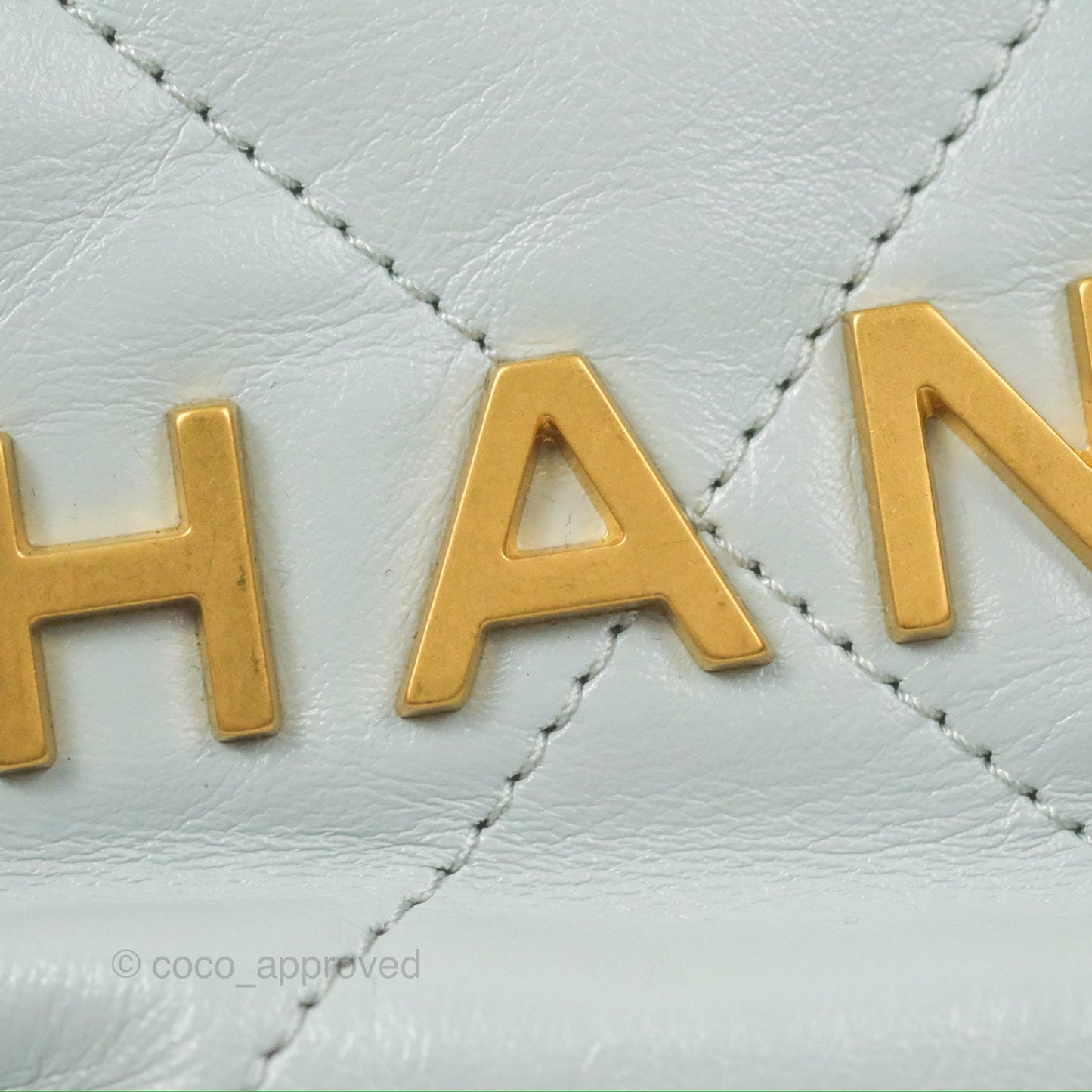 Chanel 22 Mini Bag Light Blue Grey Shiny Calfskin